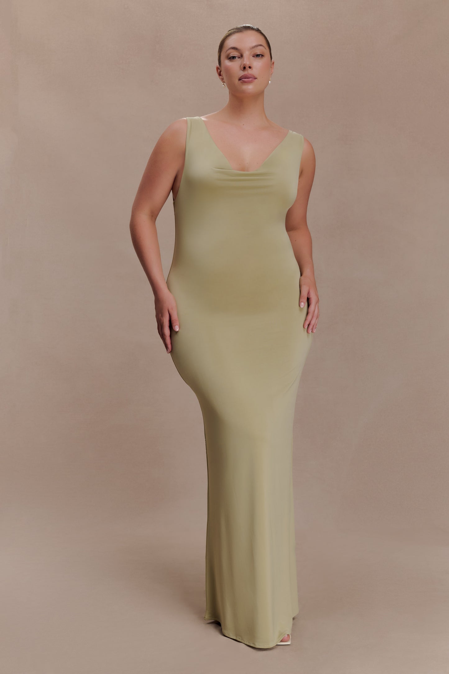 Marta Slinky Cowl Maxi Dress - Sage