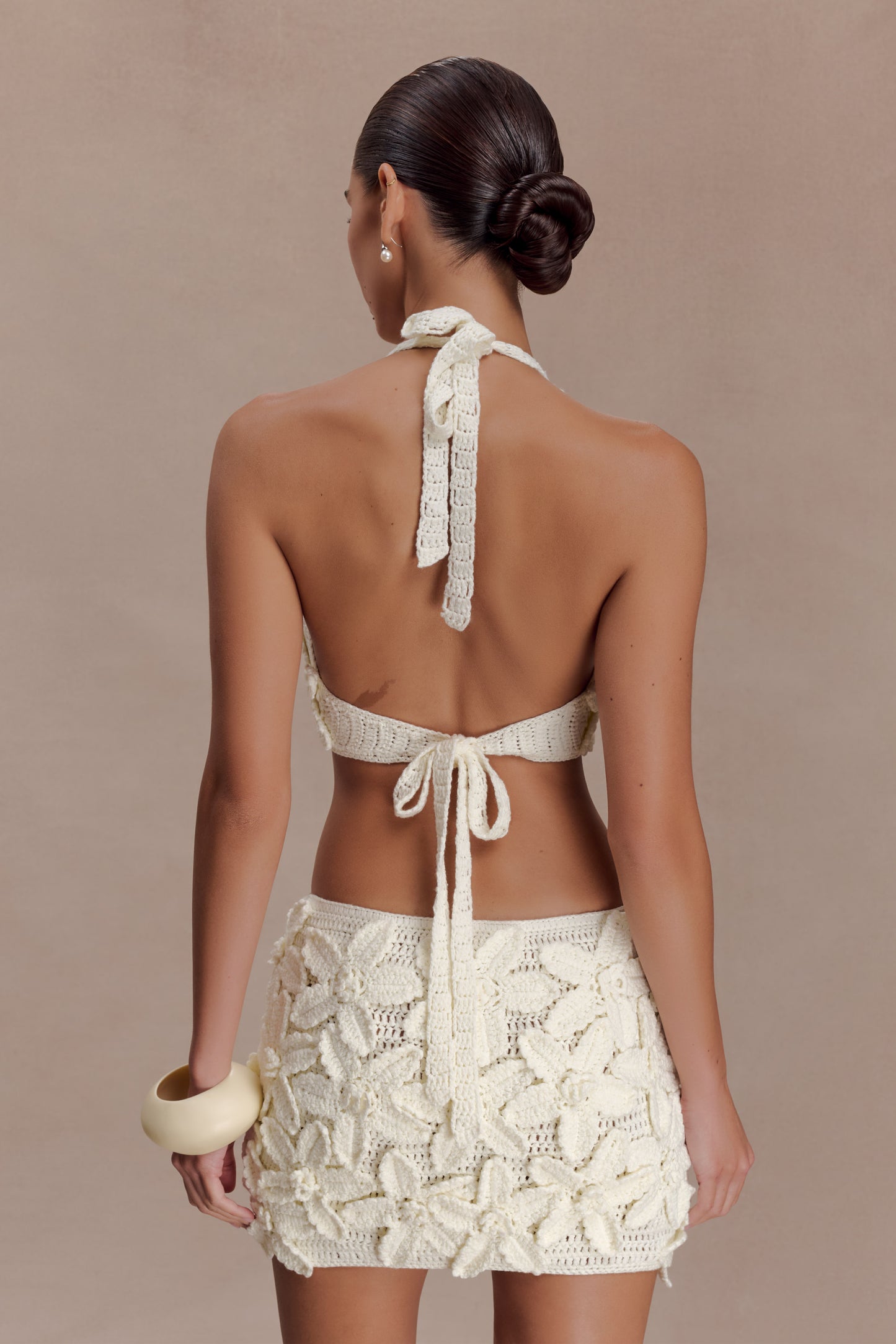 Jaylene Floral Crochet Mini Dress - White