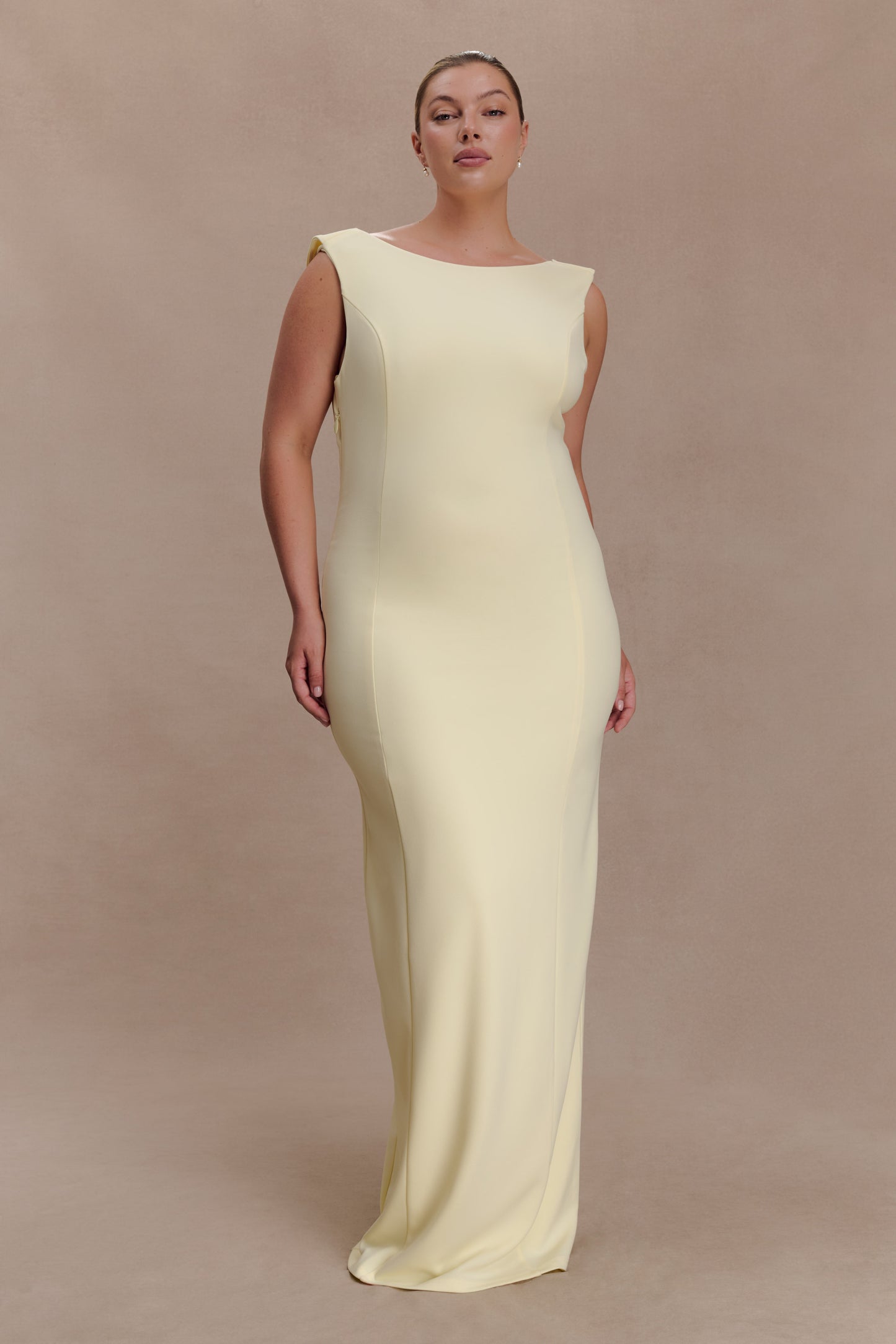 Galilea Crepe Draped Maxi Dress - Lemon