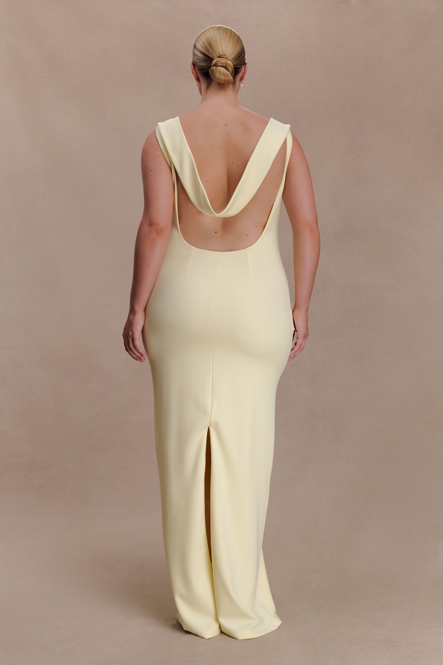 Galilea Crepe Draped Maxi Dress - Lemon