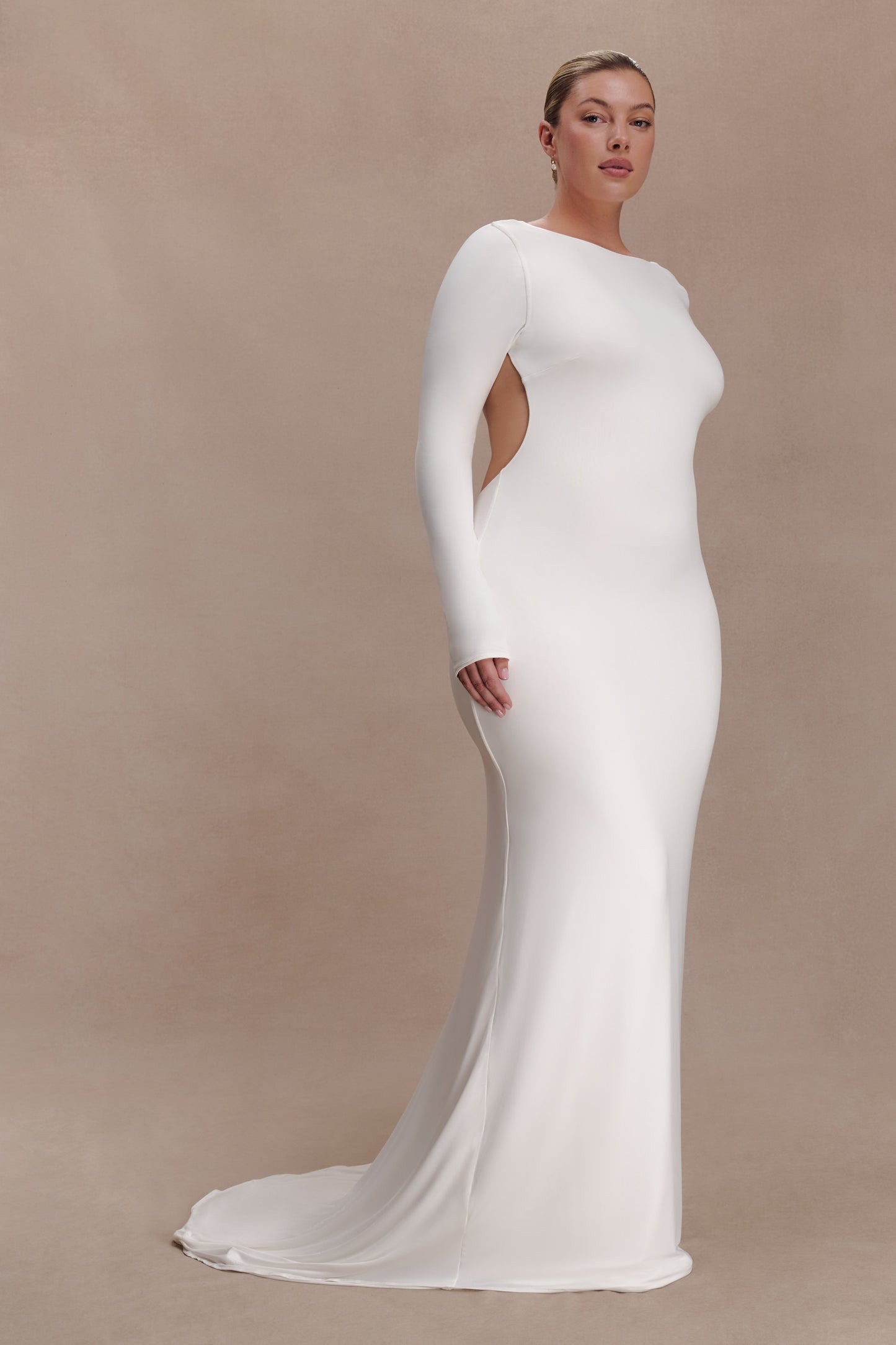 Marlene Slinky Low Back Maxi Dress - White