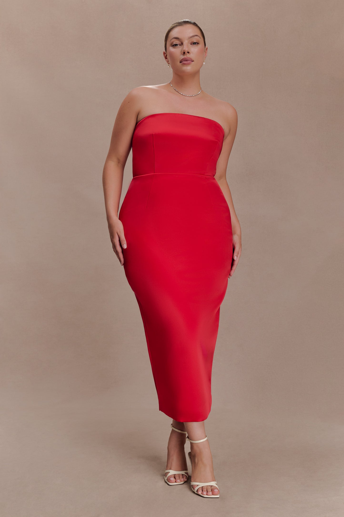 Ophelia Peplum Satin Maxi Dress - Red