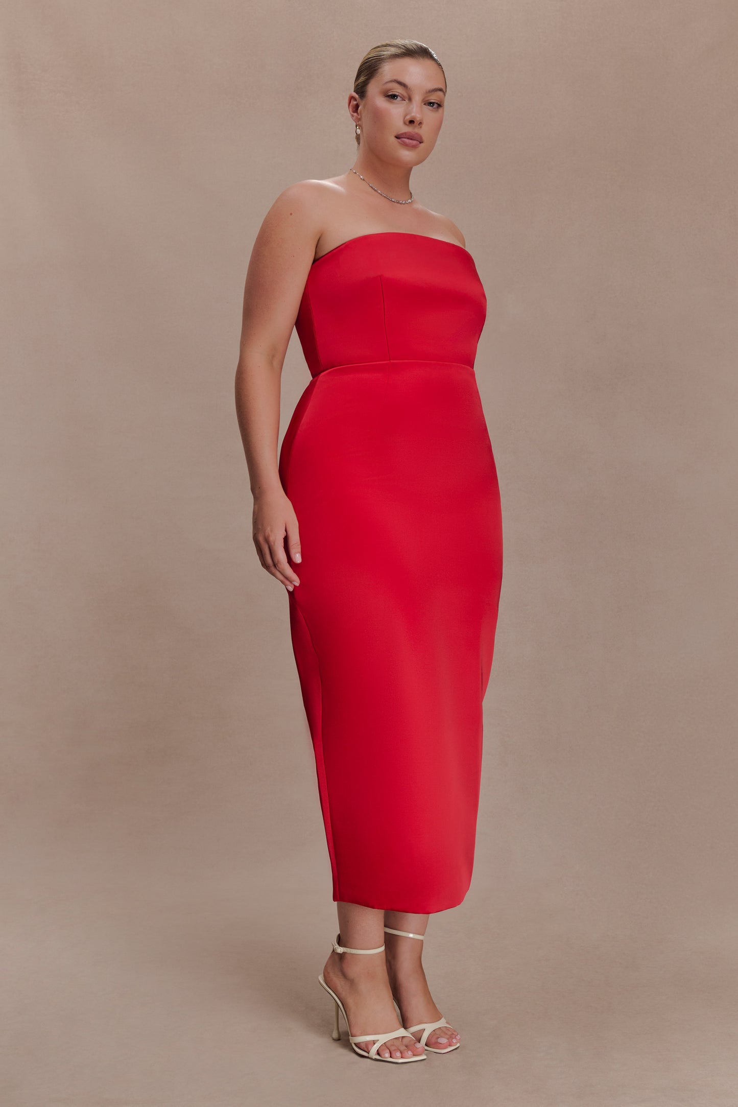 Ophelia Peplum Satin Maxi Dress - Red