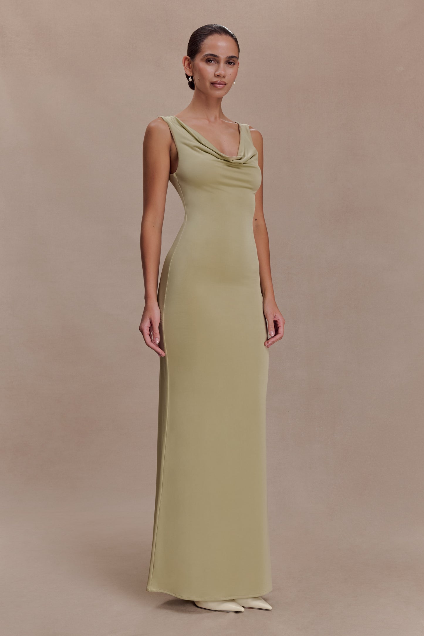 Marta Slinky Cowl Maxi Dress - Sage