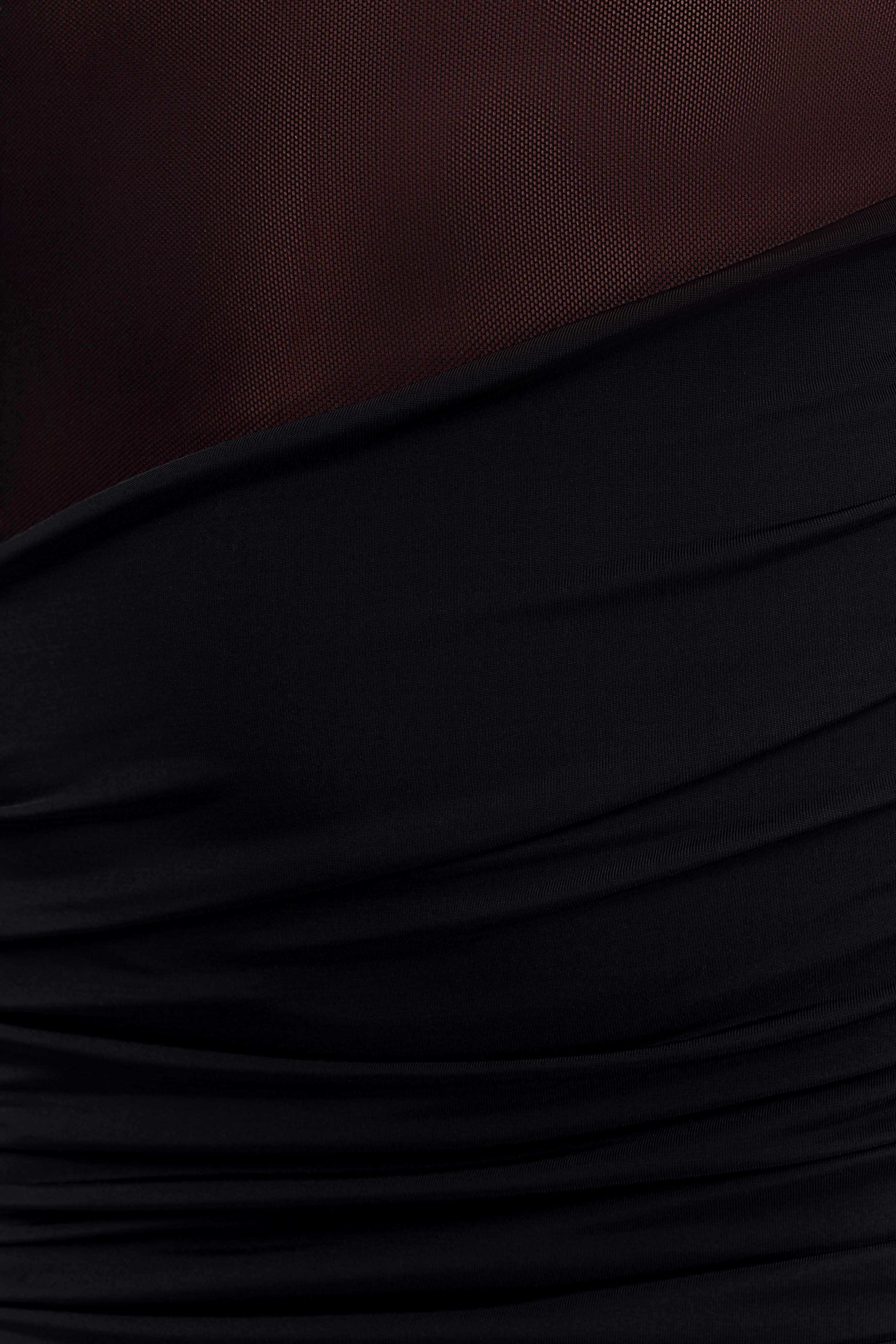 Dallas One Shoulder Mesh Maxi Dress - Black - View 4 | Shop Formal Dress