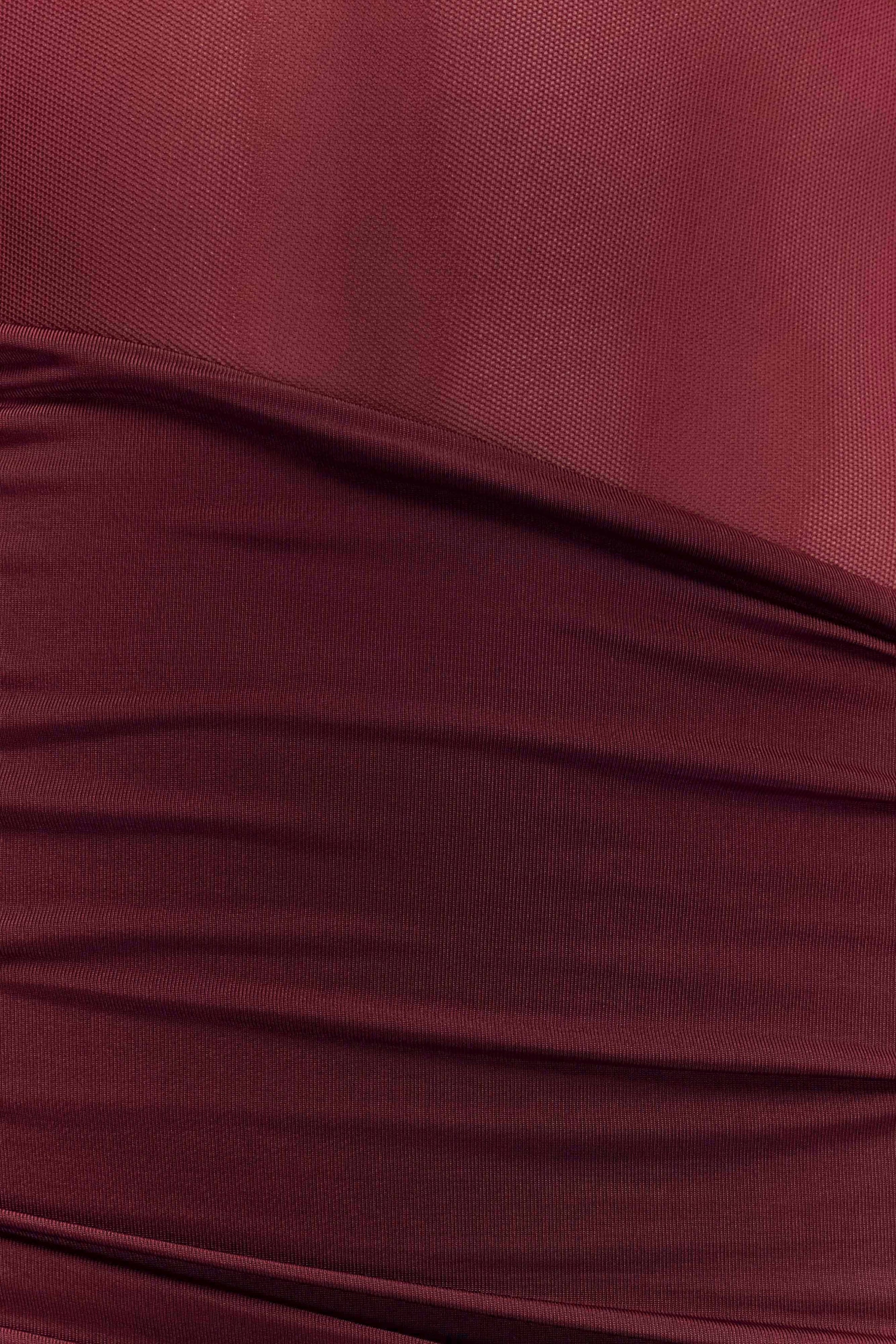 Dallas One Shoulder Mesh Maxi Dress - Burgundy - View 4 | Shop Formal Dress