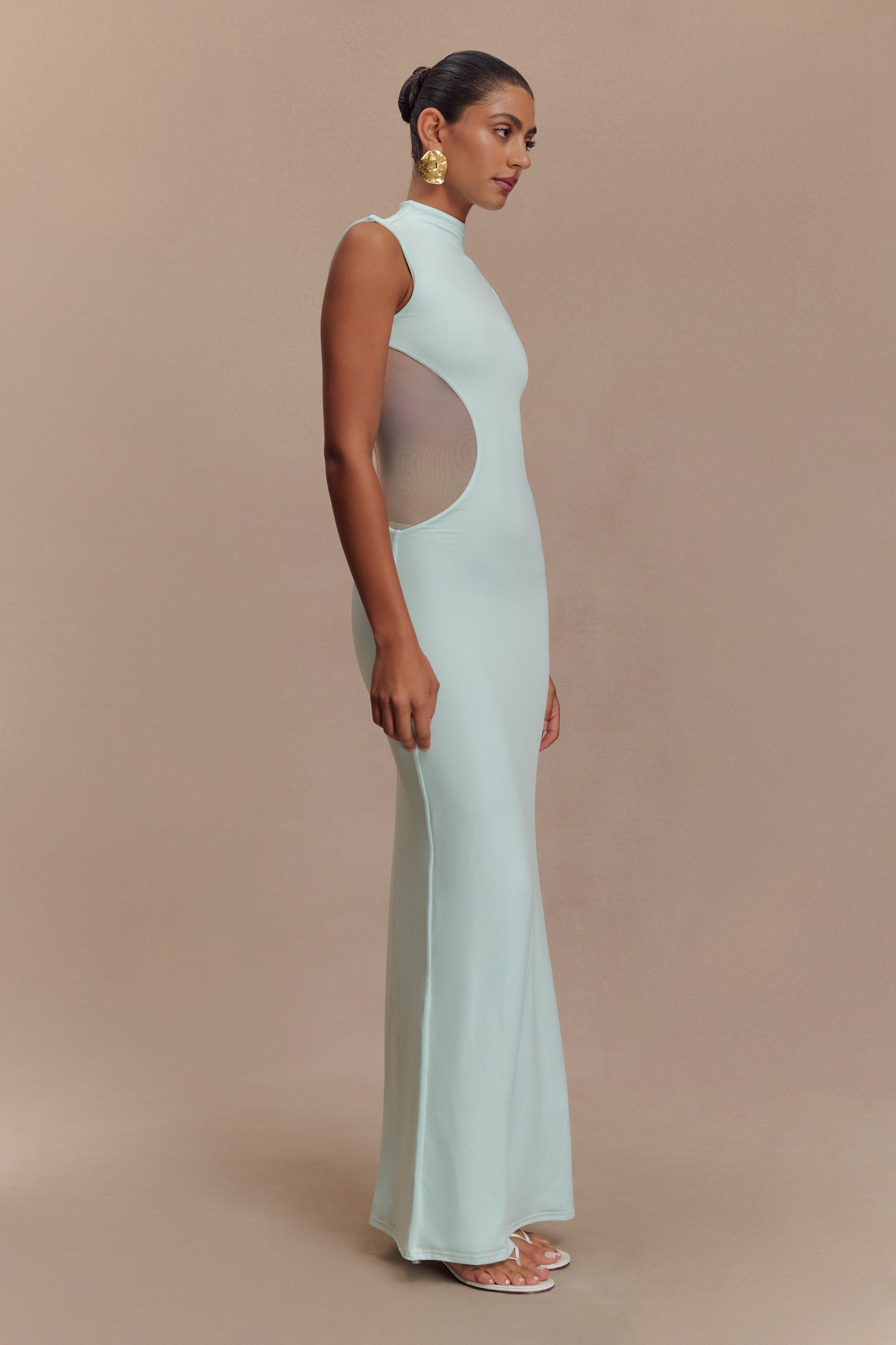 Collective Dress - Massie Slinky And Mesh Maxi Dress - Lagoon image 5