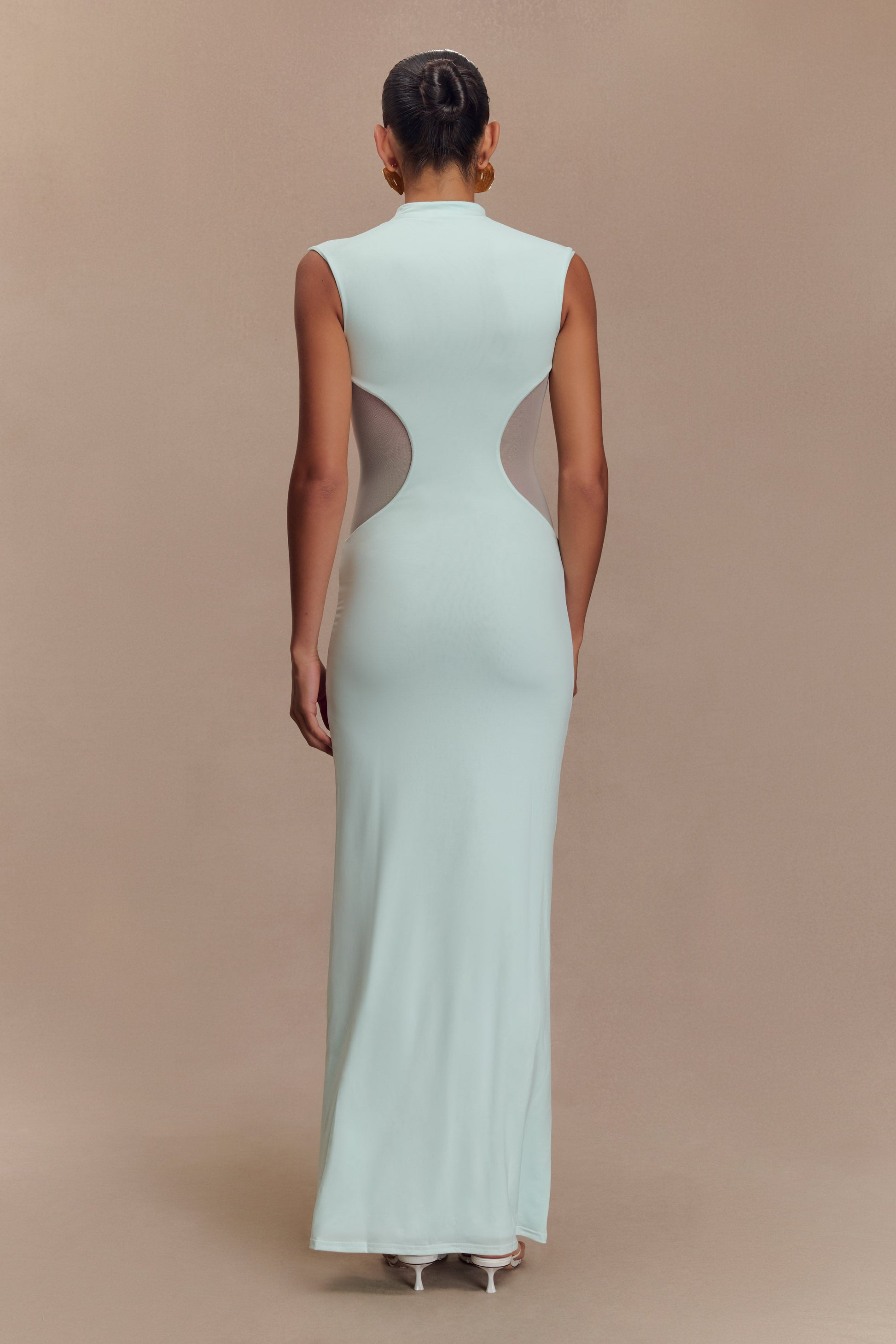 Collective Dress - Massie Slinky And Mesh Maxi Dress - Lagoon image 3
