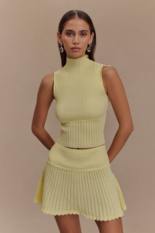 Collective Tops - Indy Pointelle Knit Top - Lemon featured image