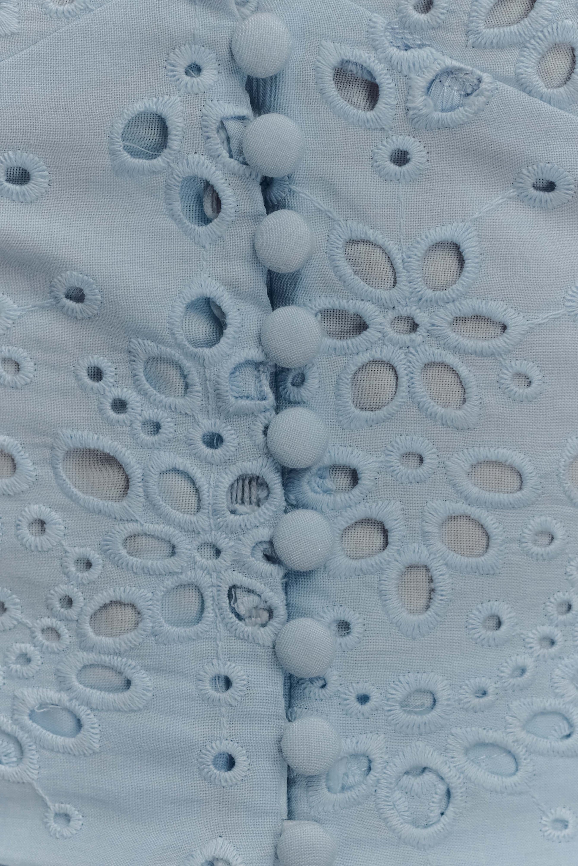 Collective Tops - Arla Sleeveless Broderie Top - Pale Cornflower Blue sixth image