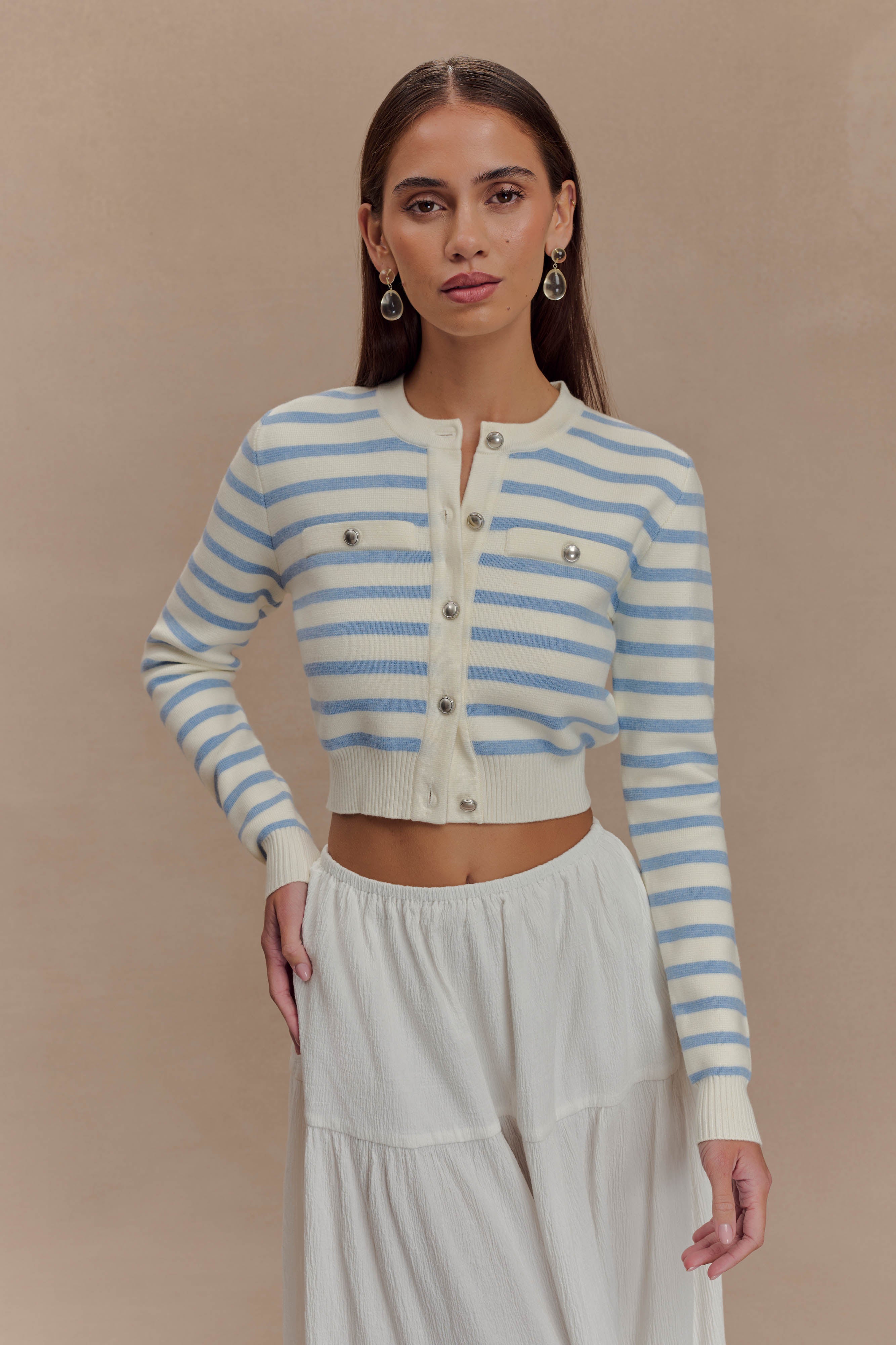 Blush Tide Knit Cardigan - White