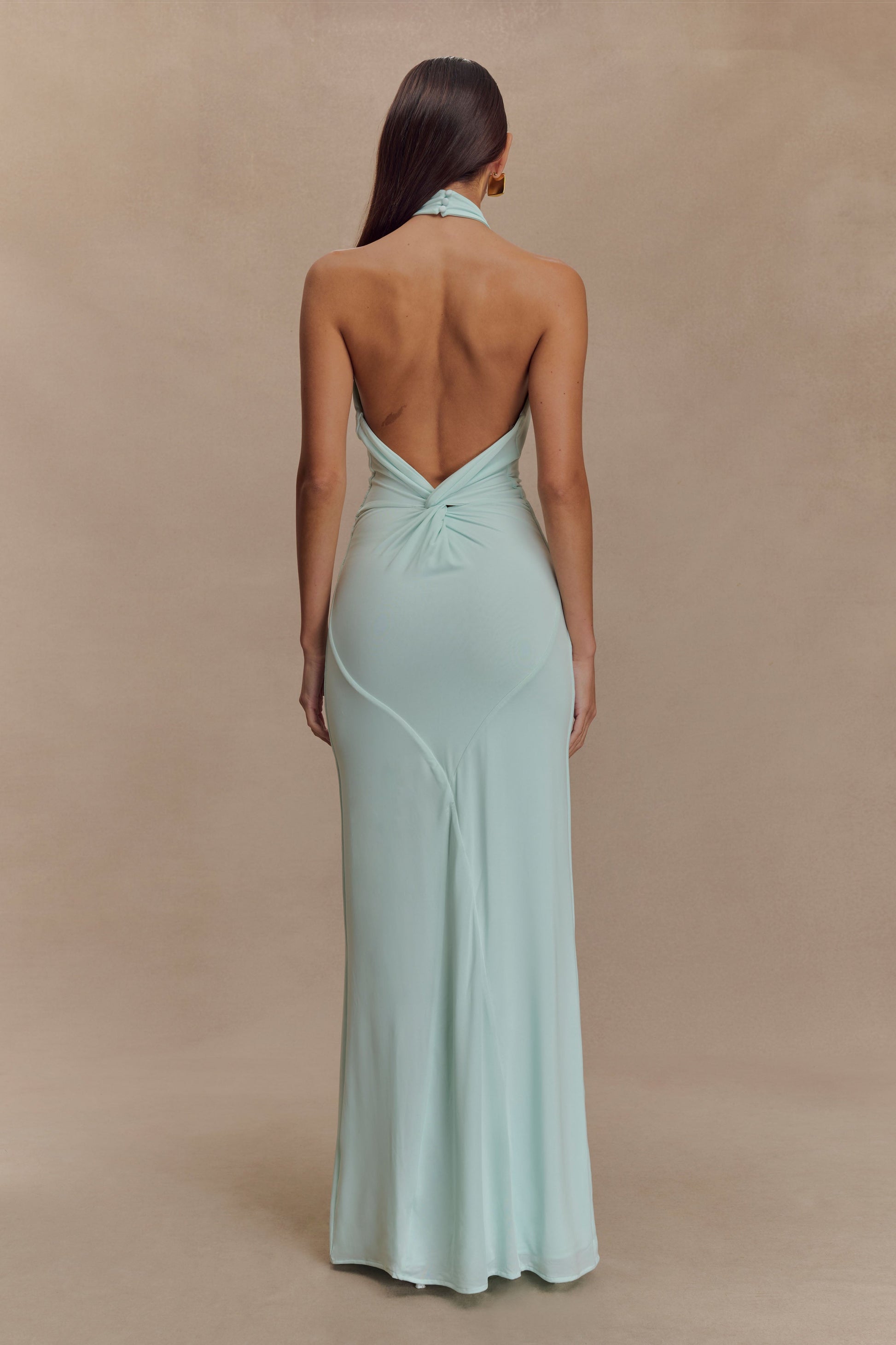 Elyna Slinky Halter Maxi Dress - Lagoon - View 3 | Shop Formal Dress