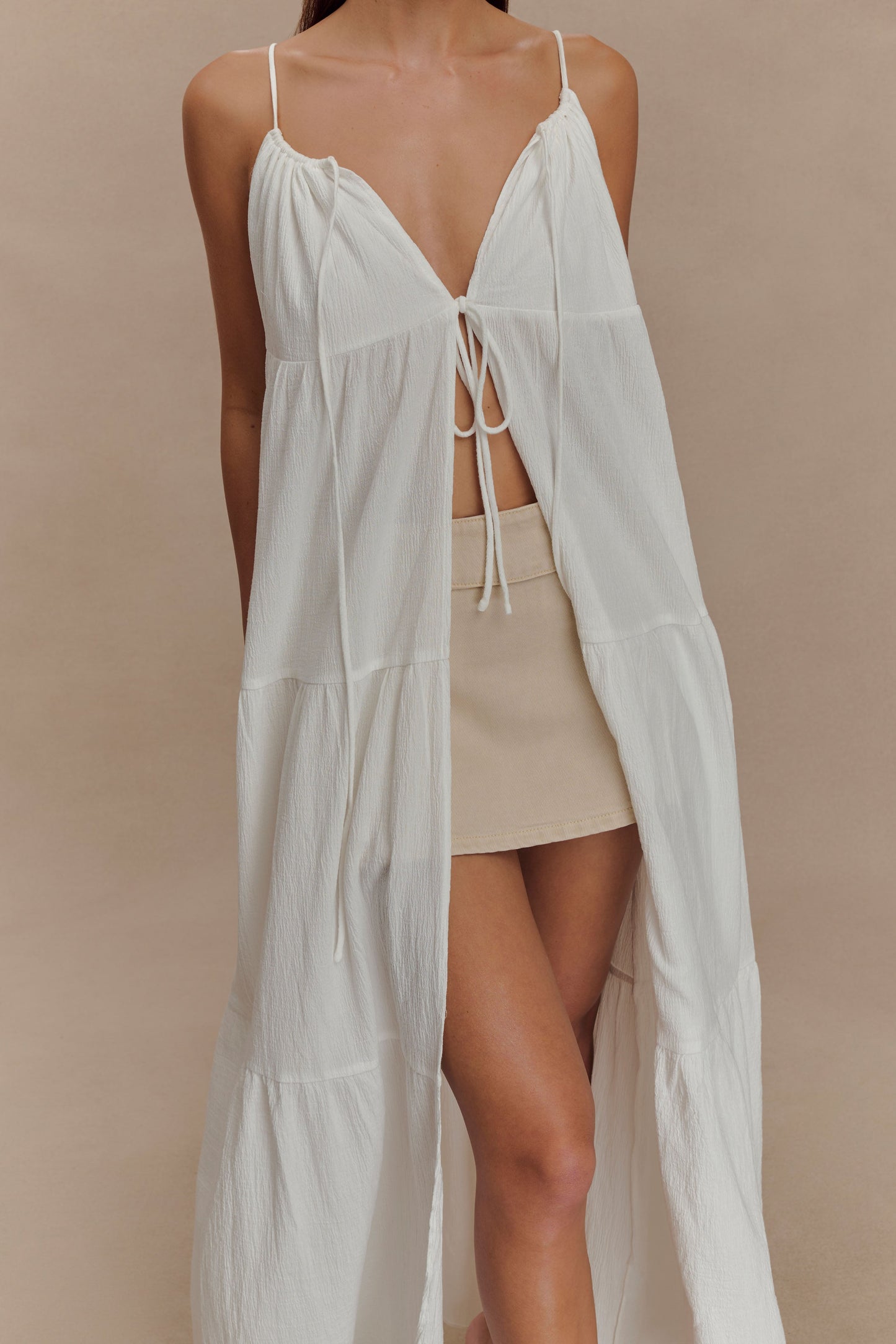 Lenny Front Tie Top - White