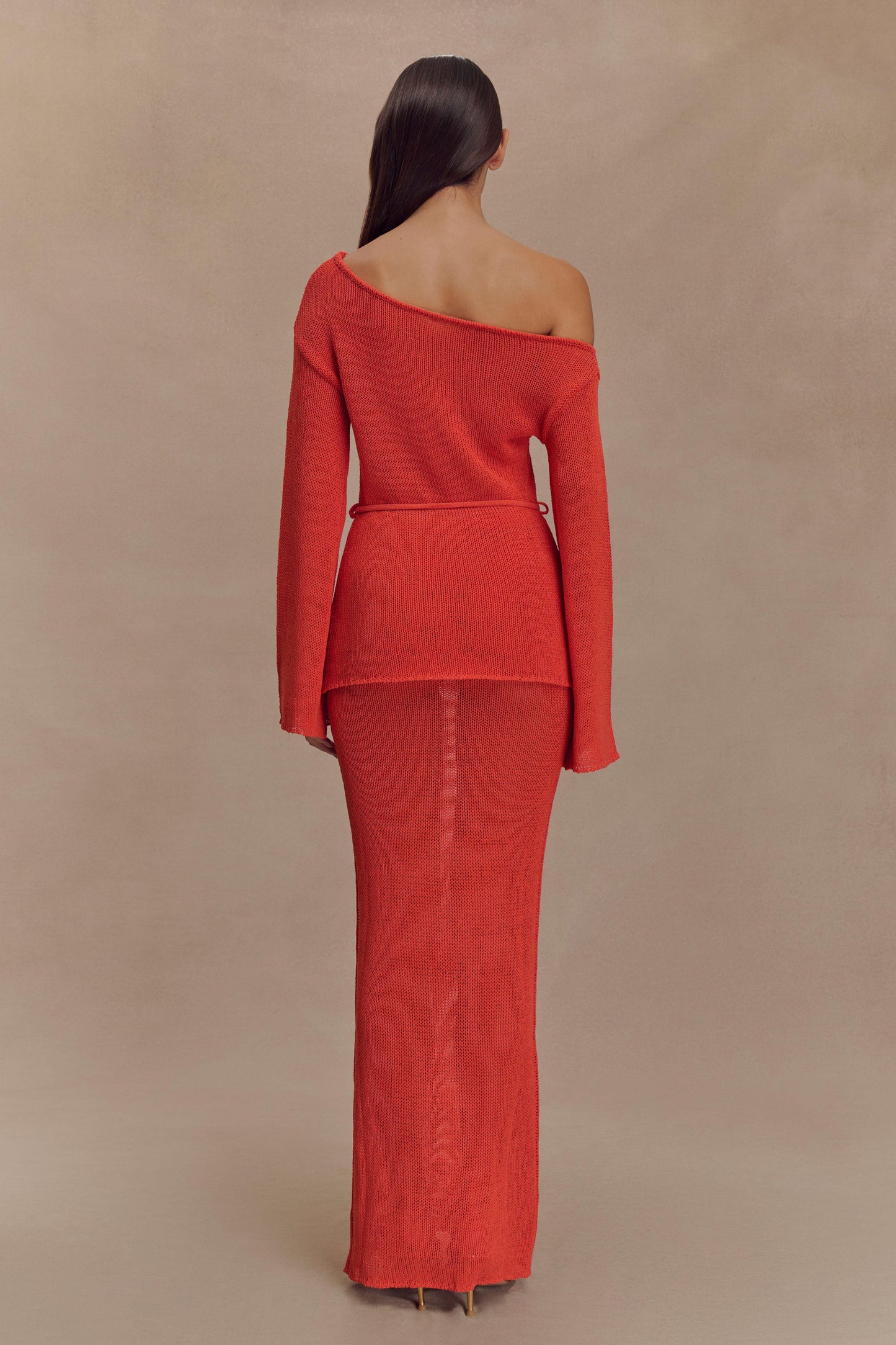 Reagan Knit Maxi Skirt - Orange