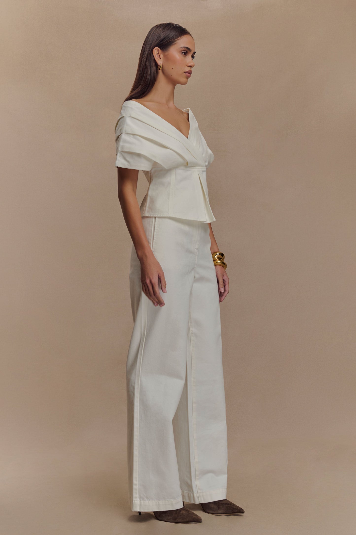 Rayne Off Shoulder Denim Top - White