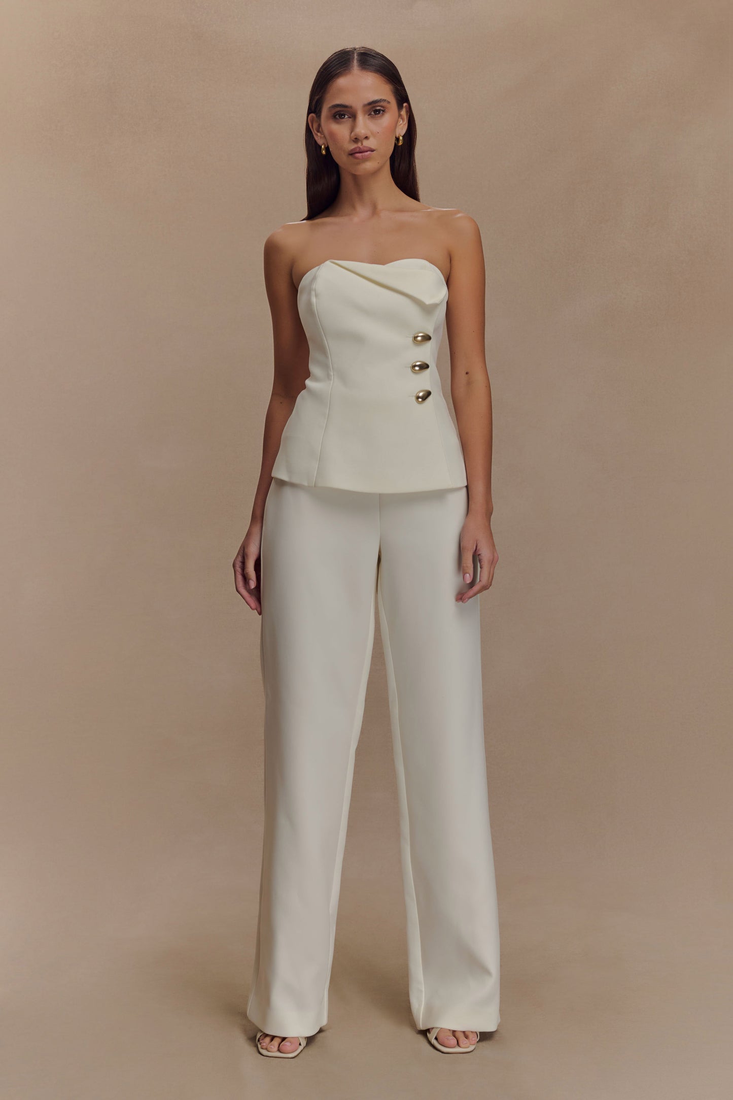 Lindie Straight Leg Suiting Pants - Ivory