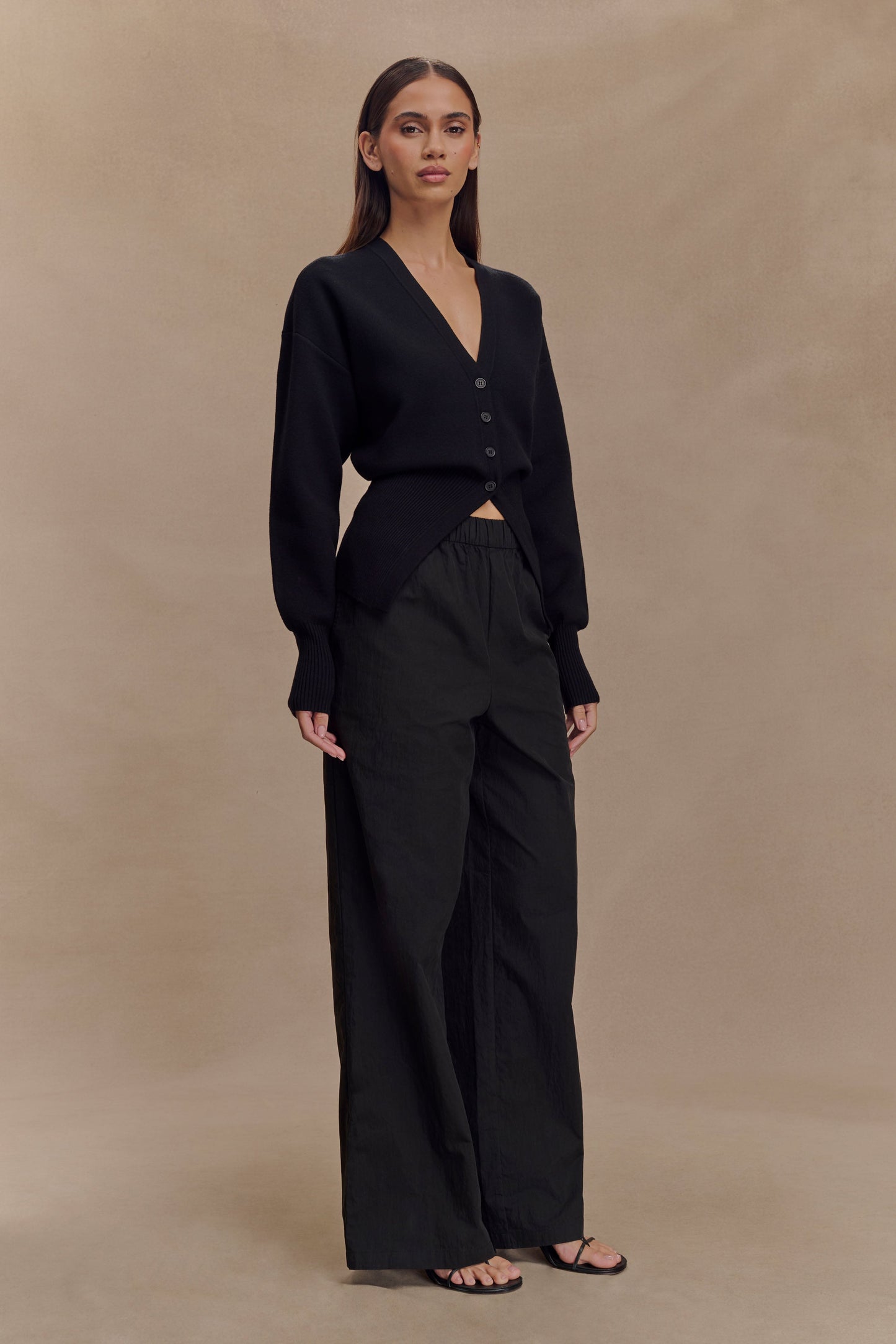 Campbell Cotton Wide Leg Pants - Black