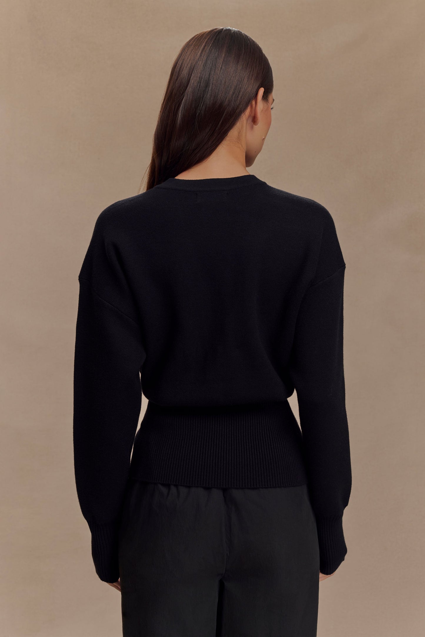 Alexia Buttoned Oversized Cardigan - Black