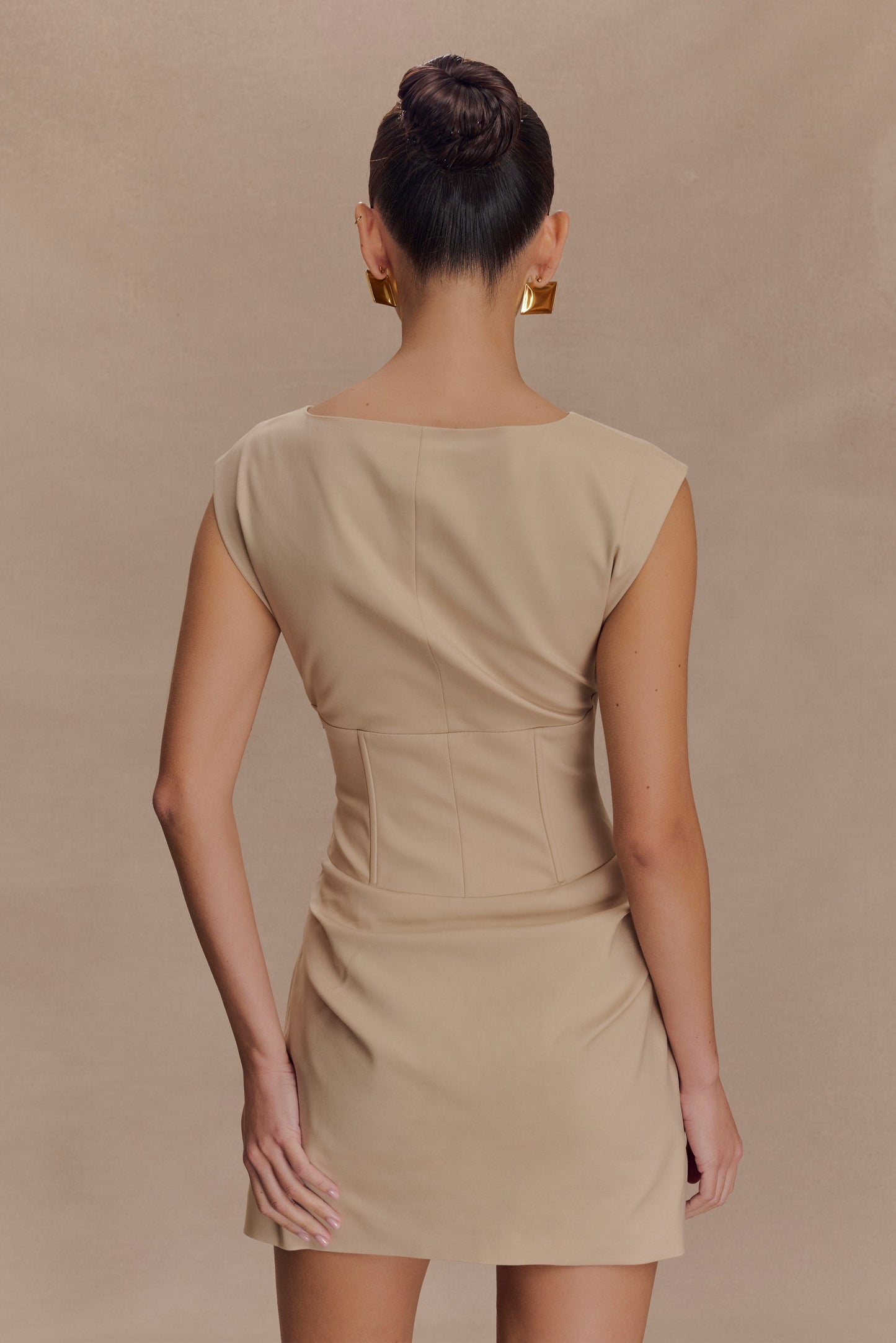 Doris Sleeveless Mini Dress - Camel