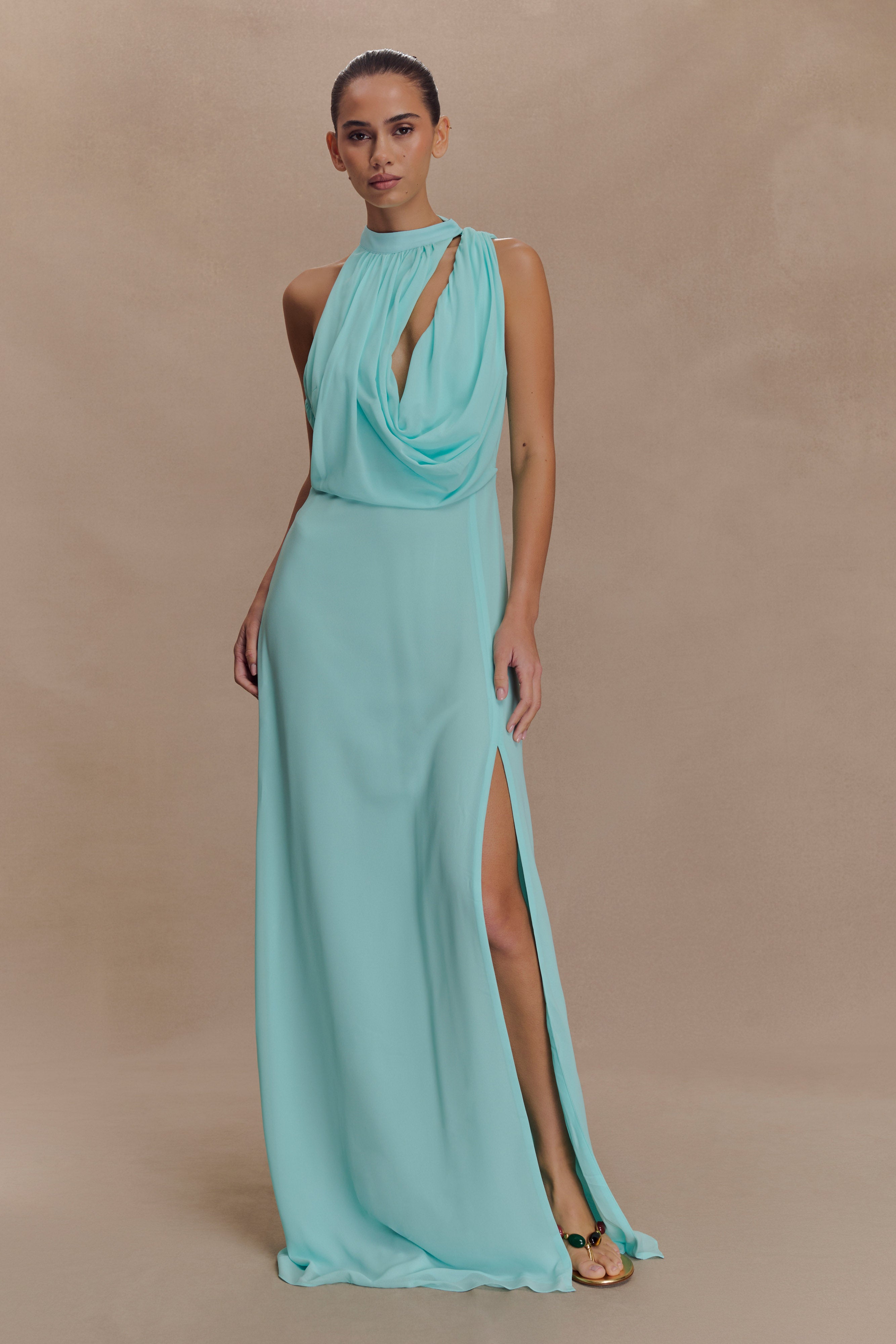 Galia Cowl Neck Maxi Dress Lagoon