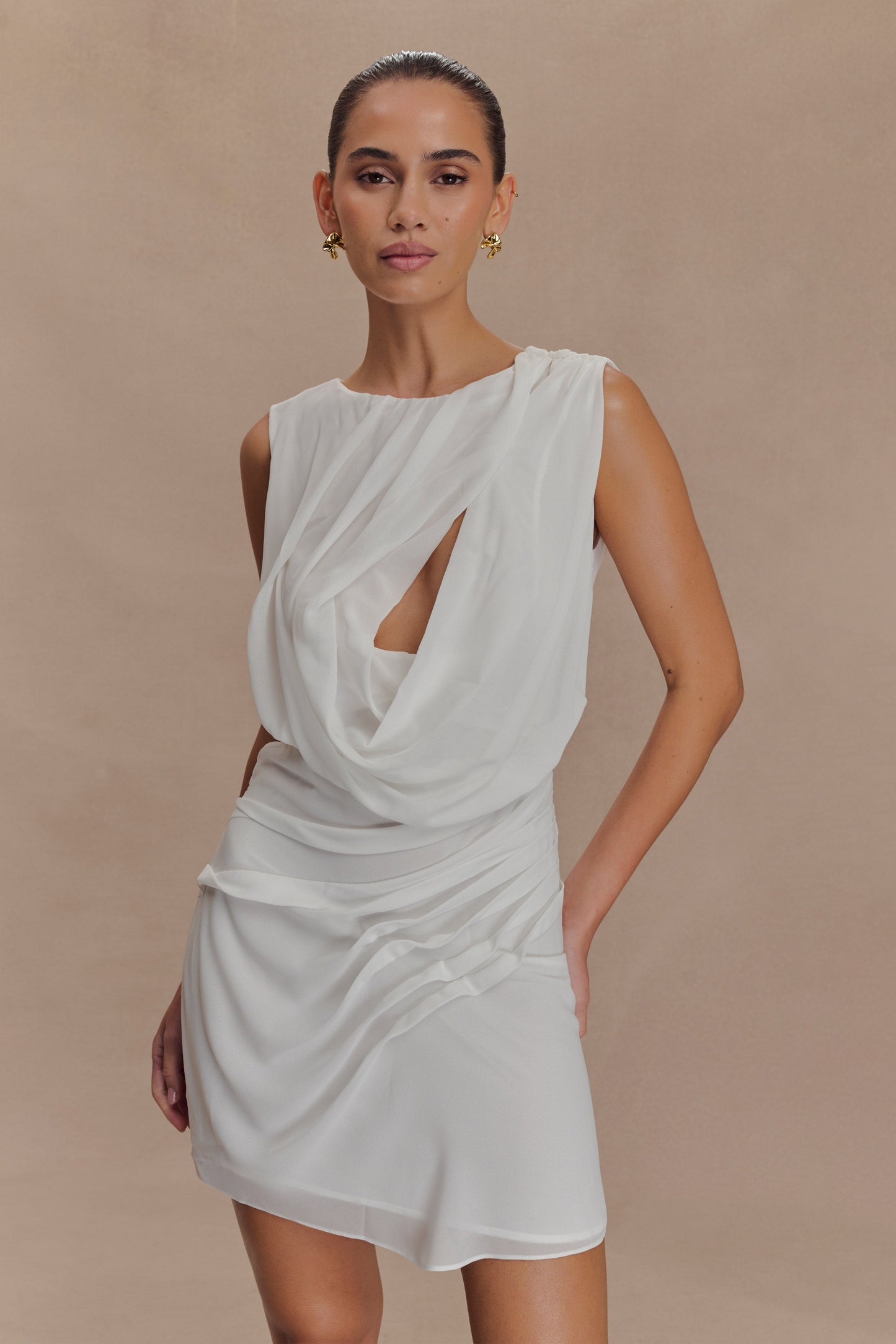 Oria Chiffon Mini Dress - White