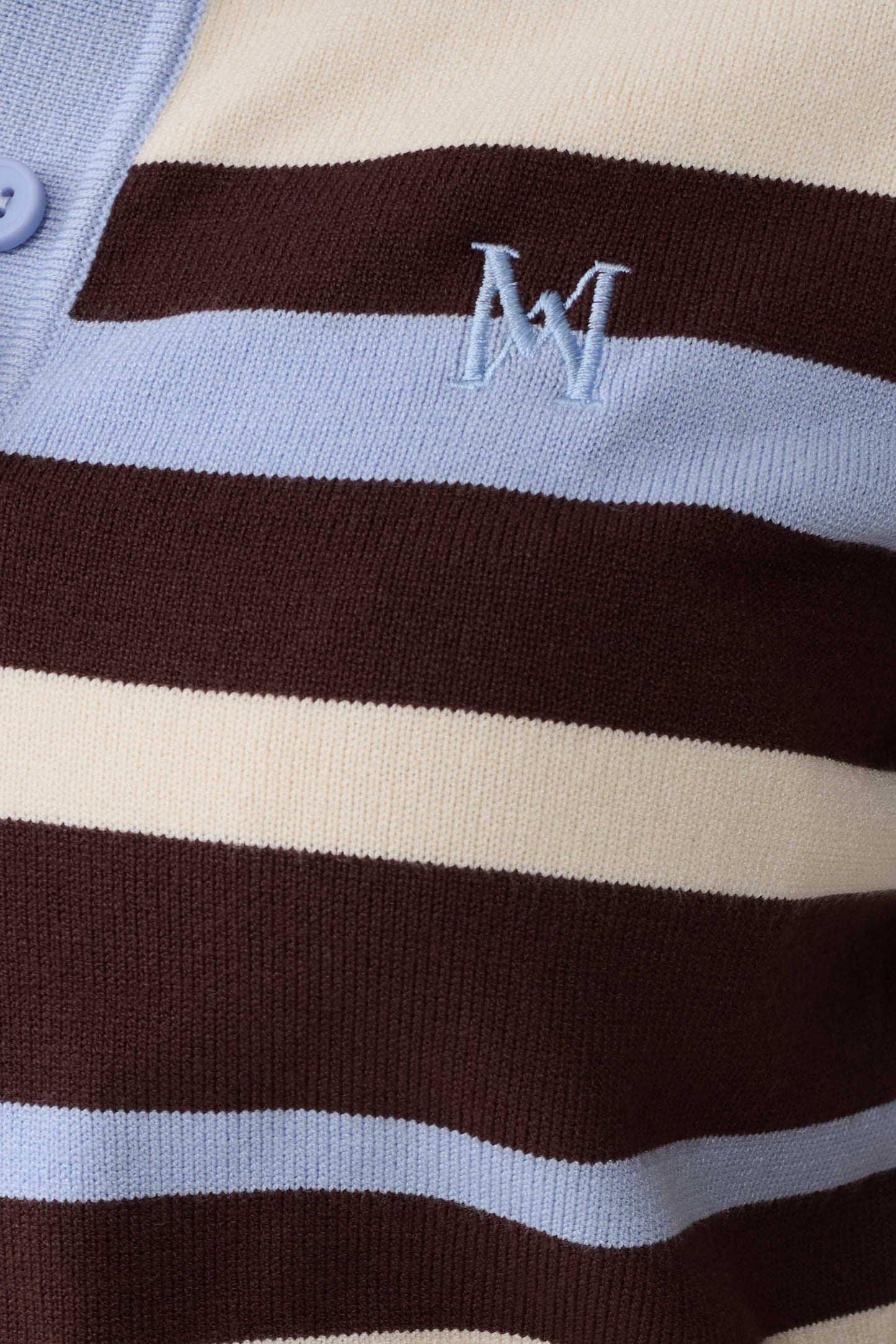 Philly Stripe Knit Button Up Top - Chocolate/Blue