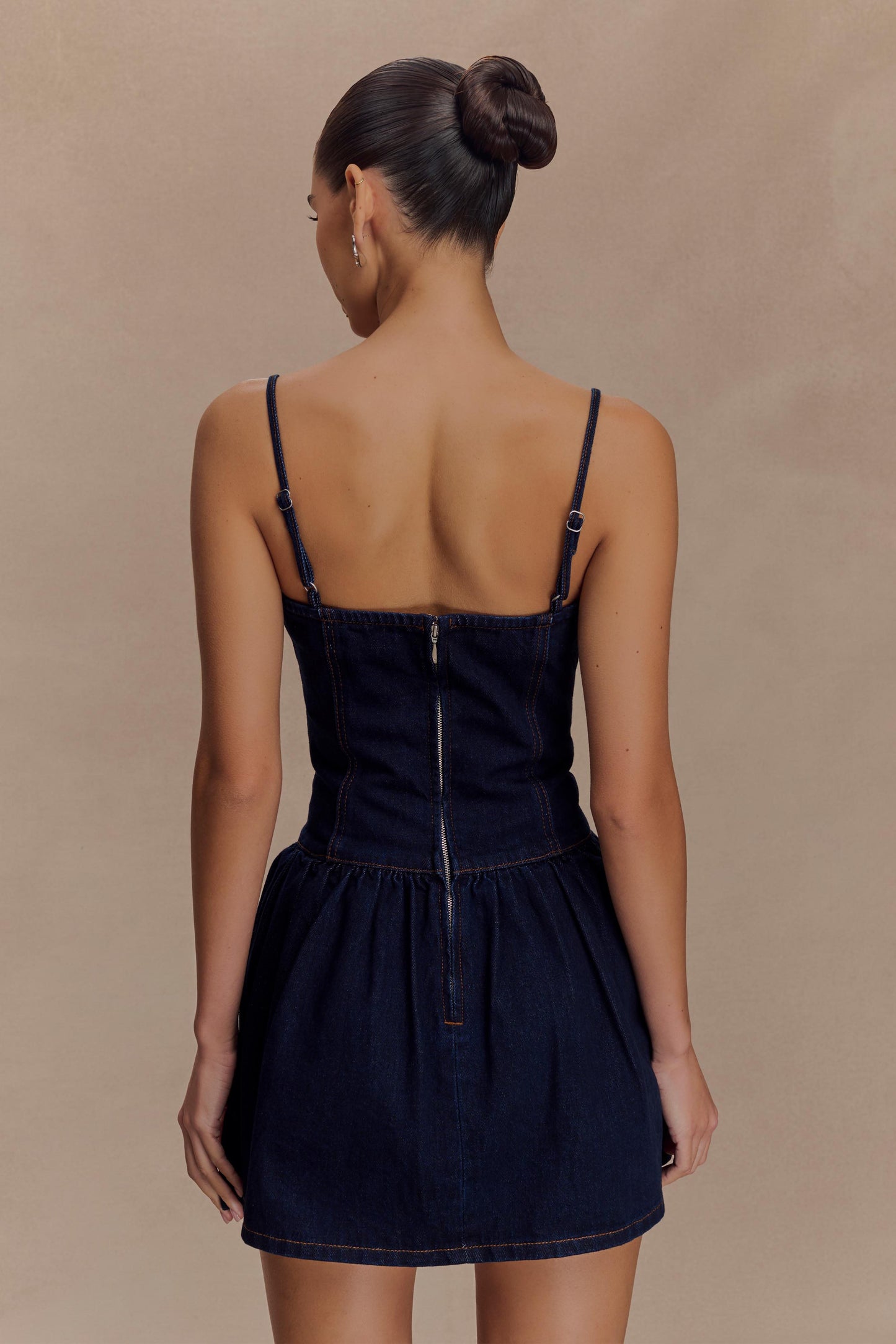 Cheyenne Scallop Denim Mini Dress - Indigo Blue