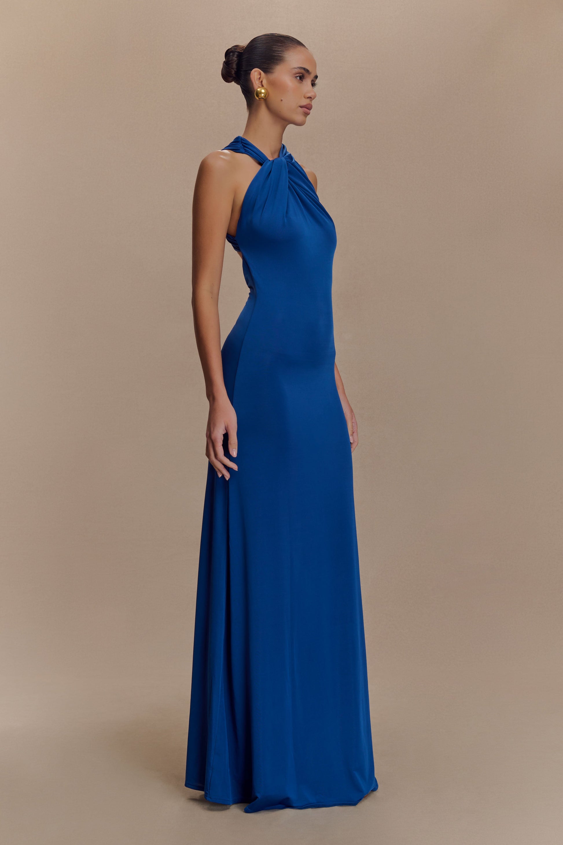 Collective Dress - Marlee Asymmetrical Slinky Maxi Dress - Cobalt image 4