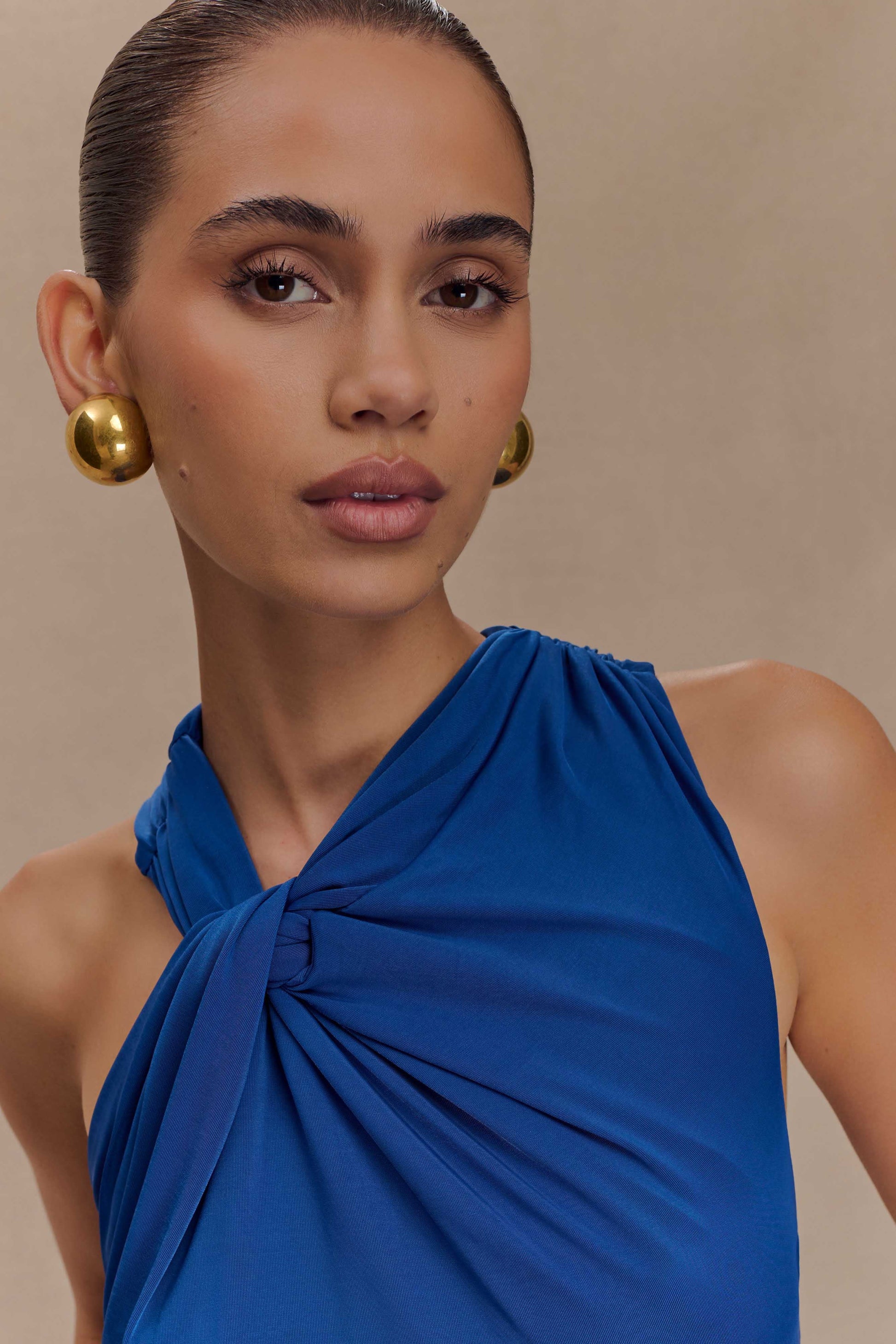 Collective Dress - Marlee Asymmetrical Slinky Maxi Dress - Cobalt image 6