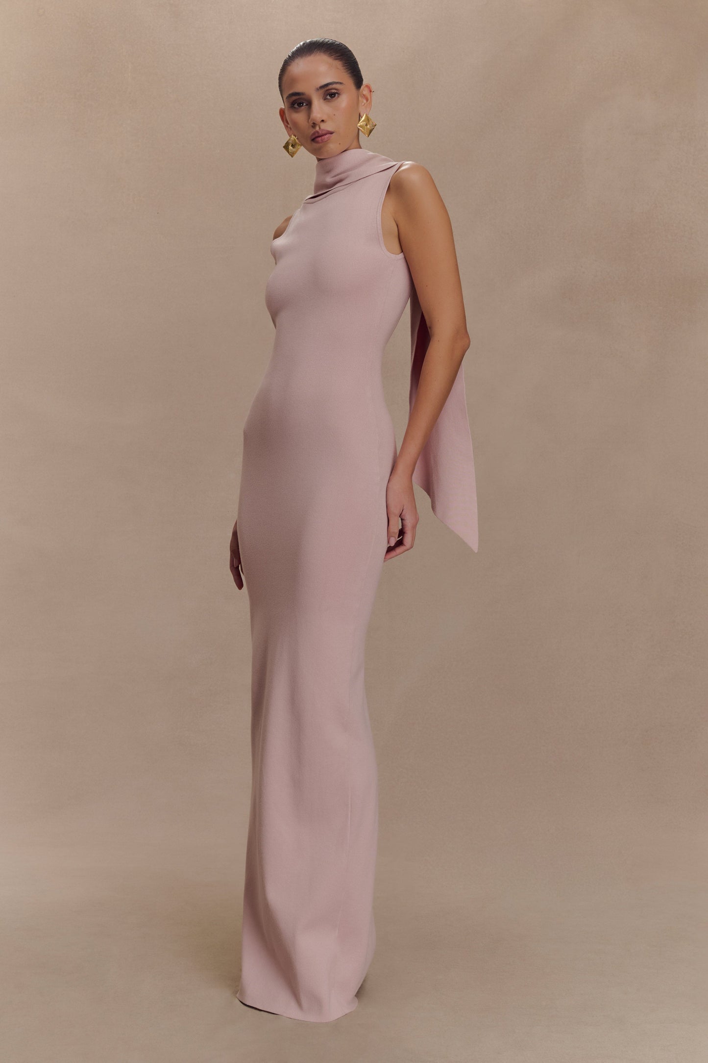 Darby Knit Scarf Maxi Dress - Pale Pink