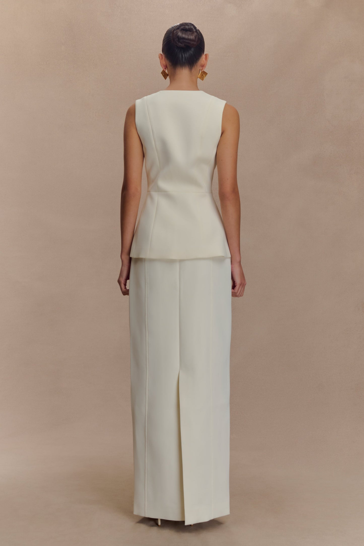 Angelie Suiting Vest Top - Ivory