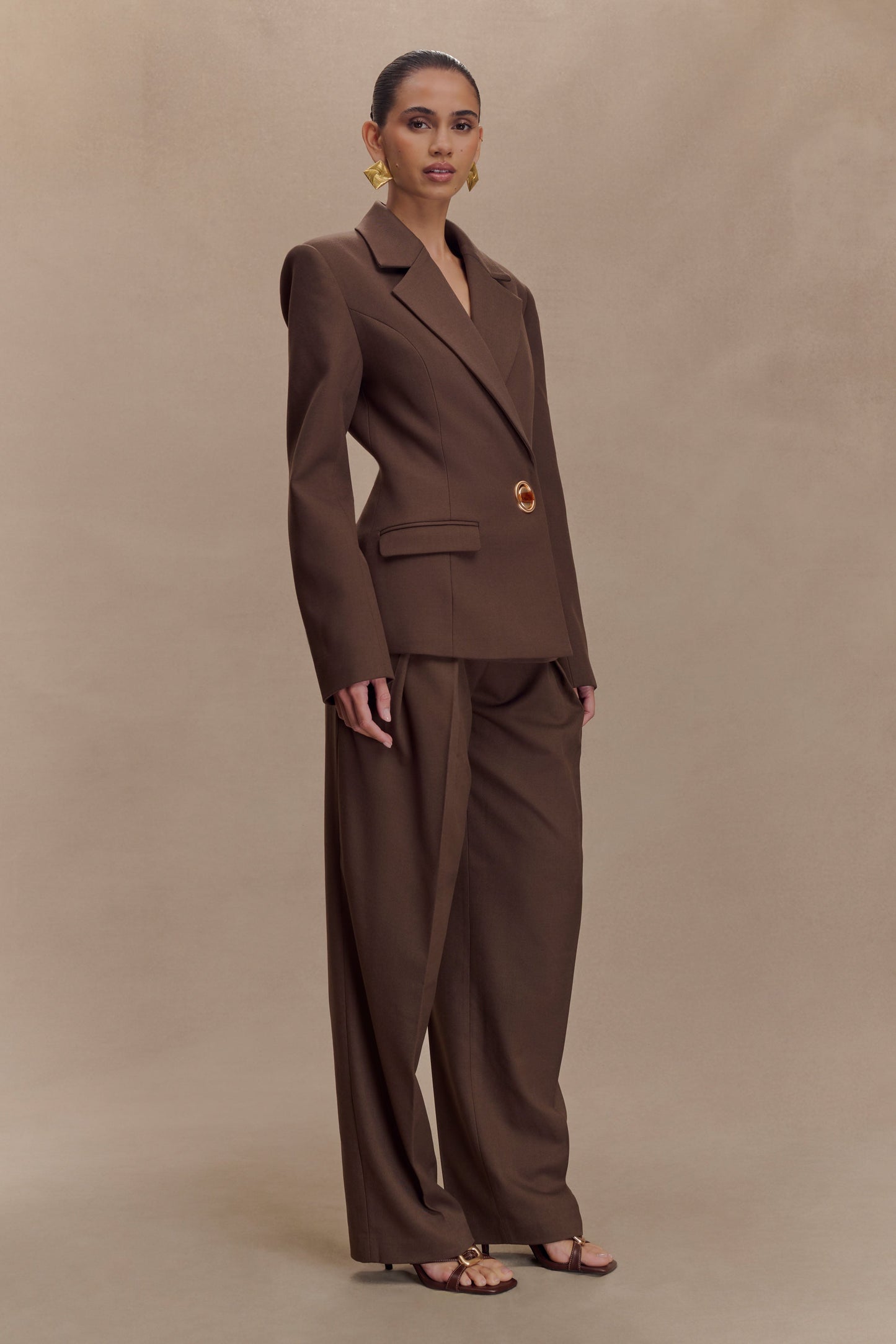 Max Cinched Waist Blazer - Chocolate