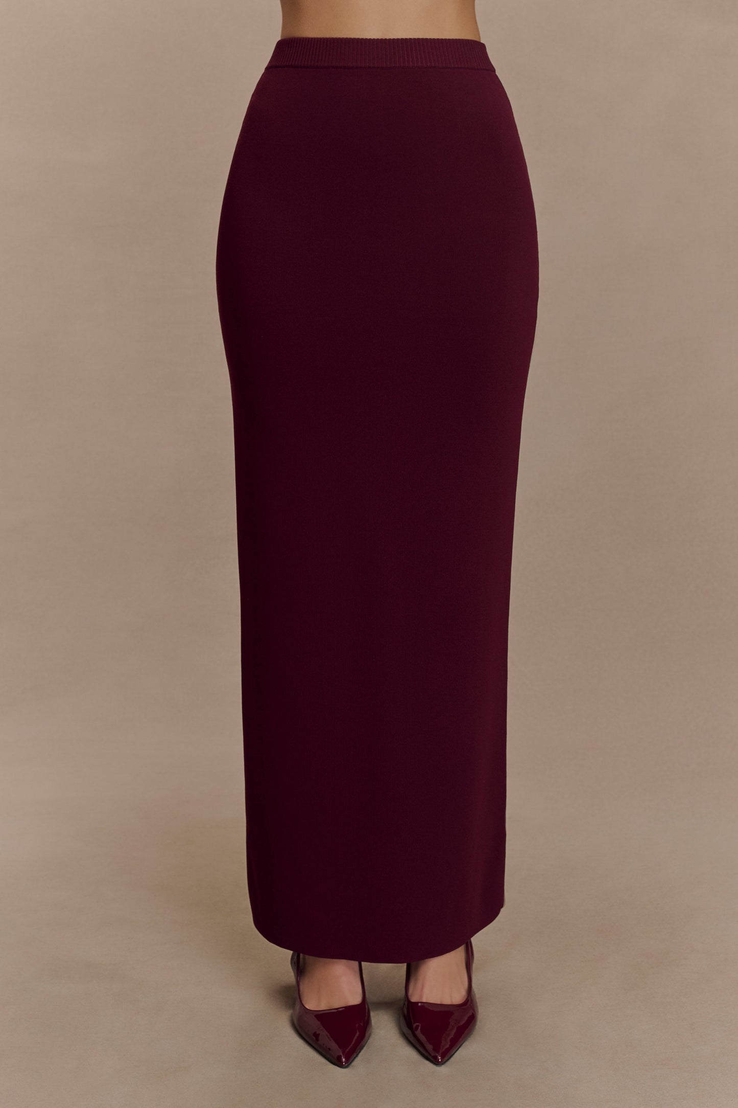 Francisca Mid Rise Knit Maxi Skirt - Merlot