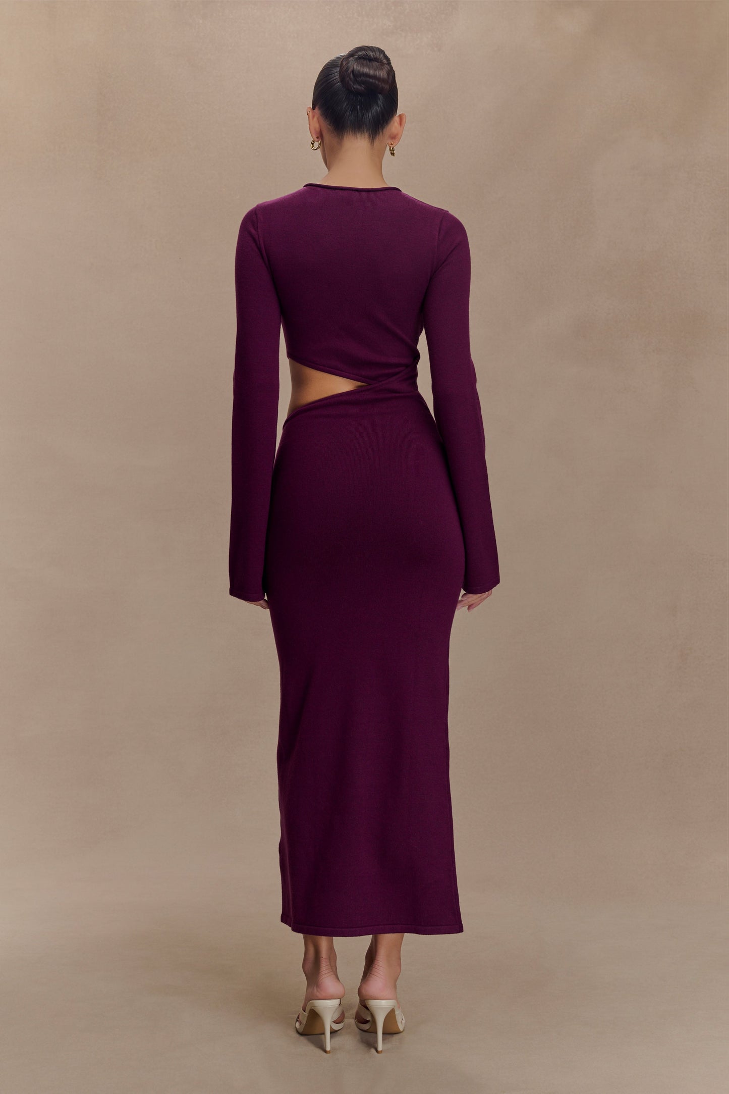 Azariah Long Sleeve Knit Midi Dress - Plum