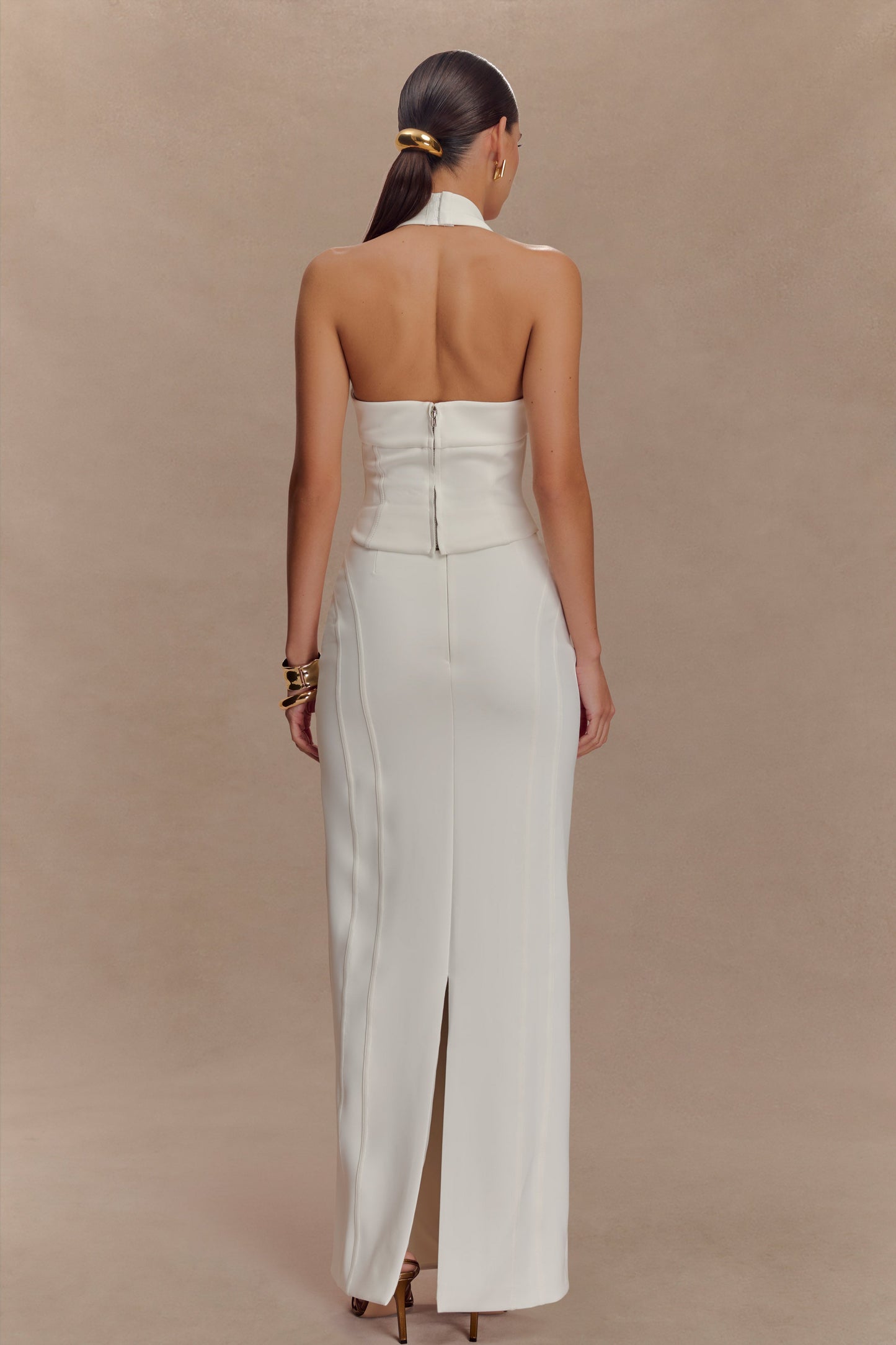 Alma High Waist Maxi Skirt - White
