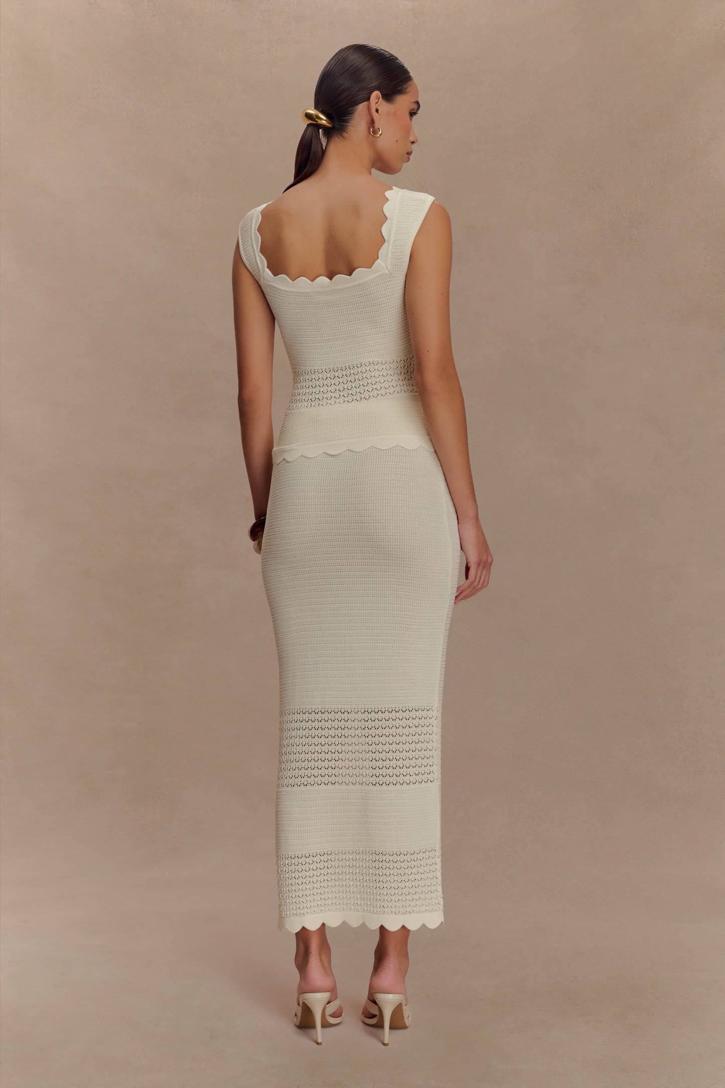 Madeline Scallop Knit Top - Ivory