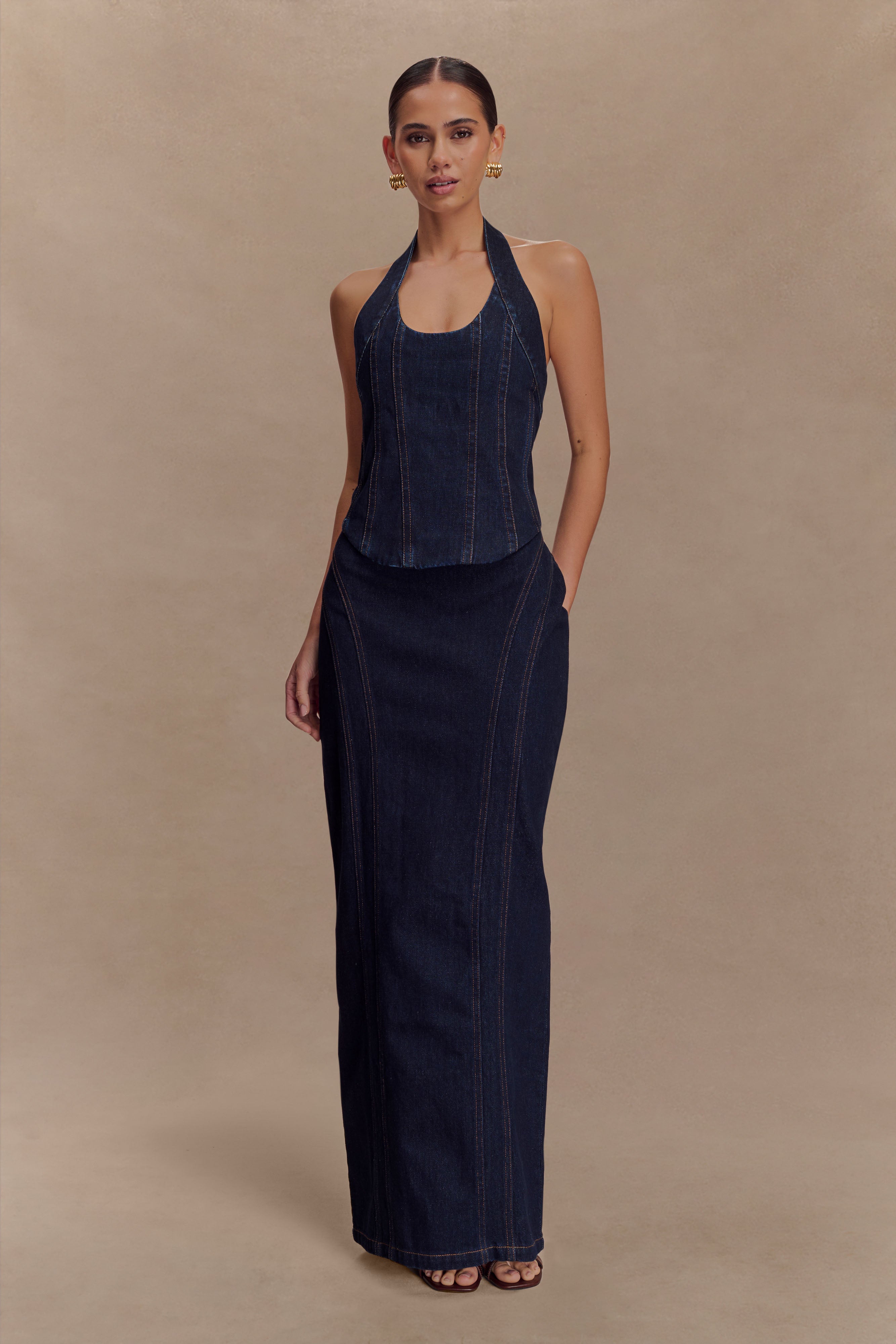 Alma Denim Maxi Skirt