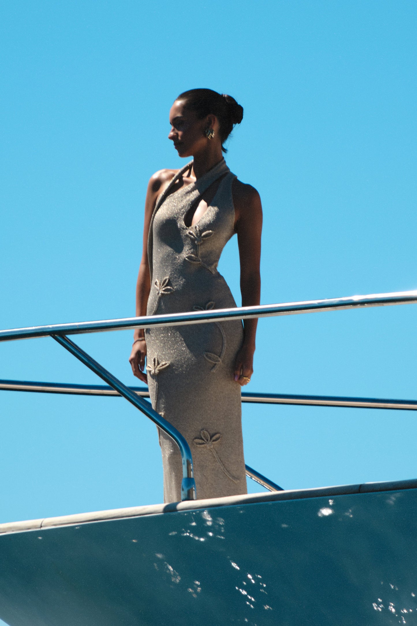 Celestino Floral Metallic Knit Maxi Dress - Gold