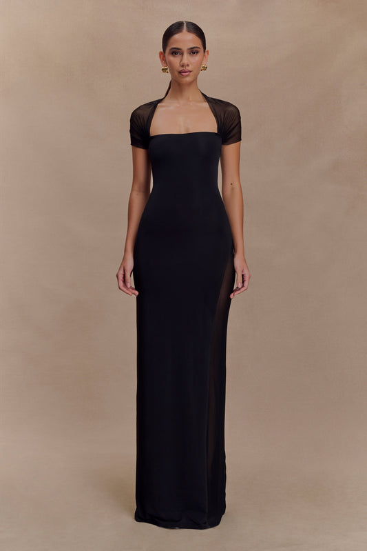Wyatt Slinky And Mesh Maxi Dress - Black - View 1 | Shop Formal Dress