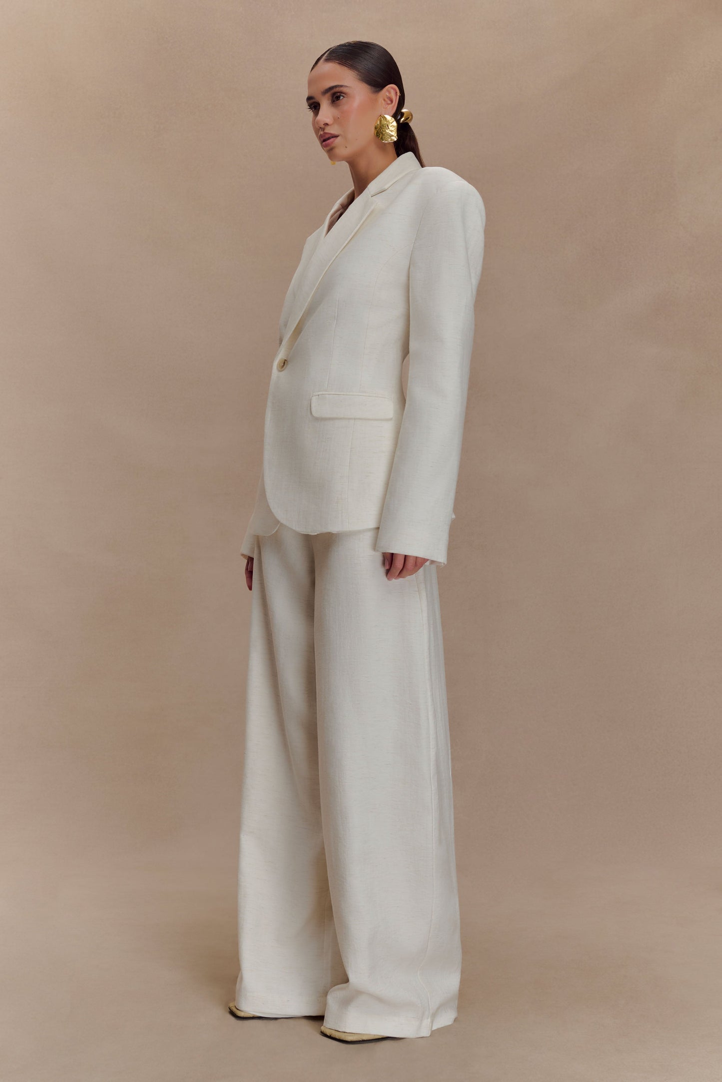 Cyrene Linen Wide Leg Pants - Oat Marle