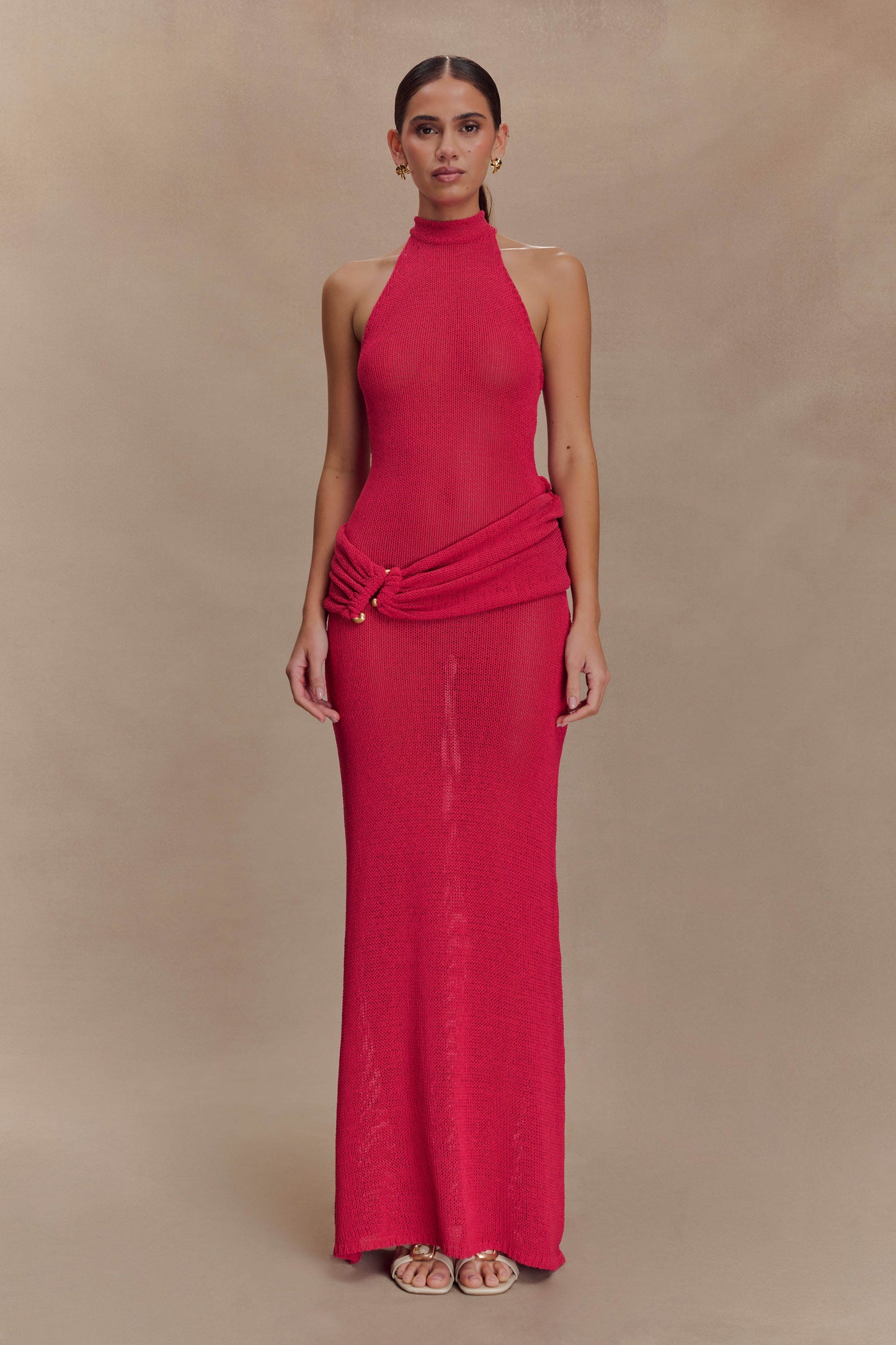 Reece Halter Knit Maxi Dress - Dragonfruit