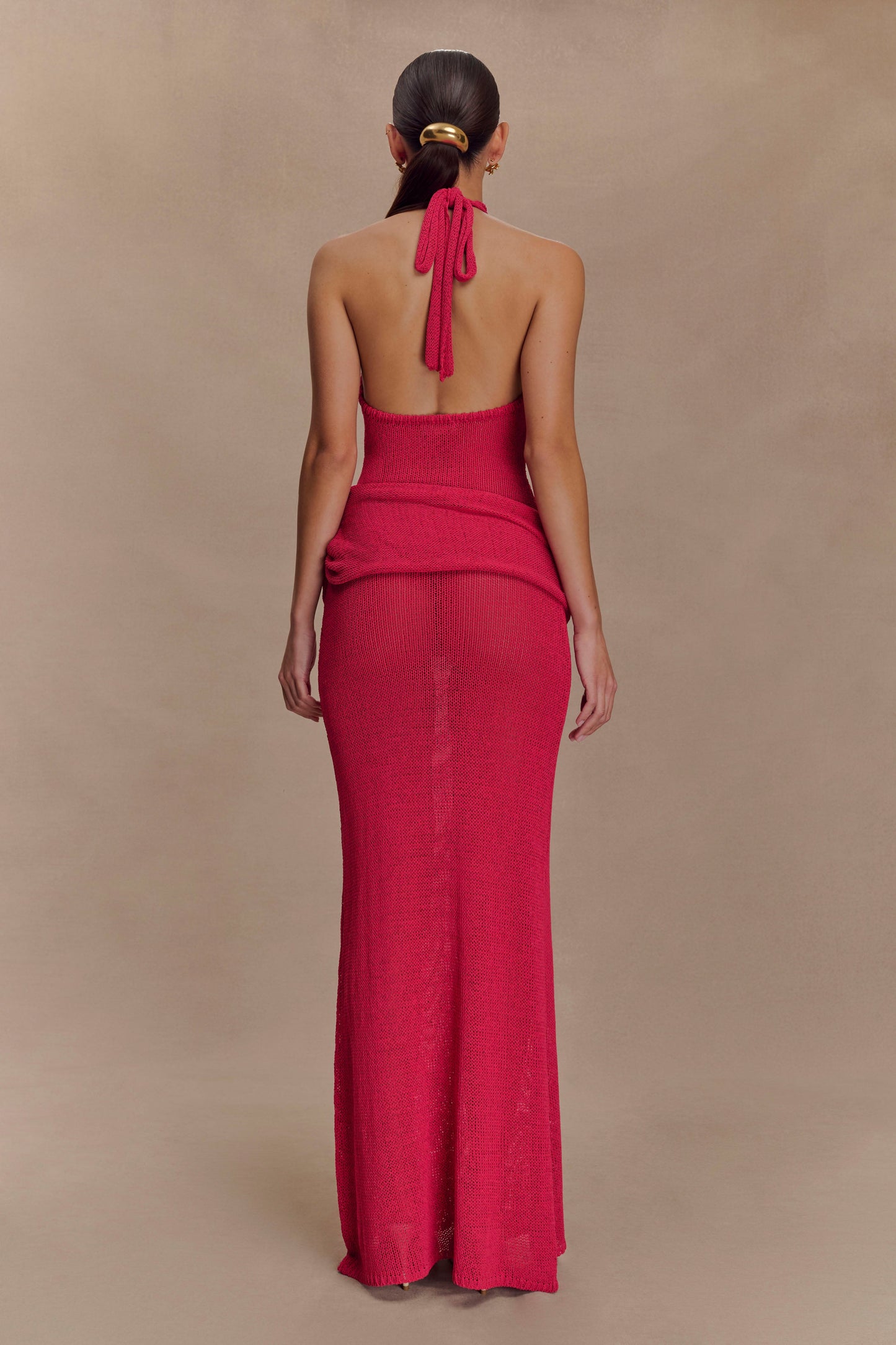 Reece Halter Knit Maxi Dress - Dragonfruit