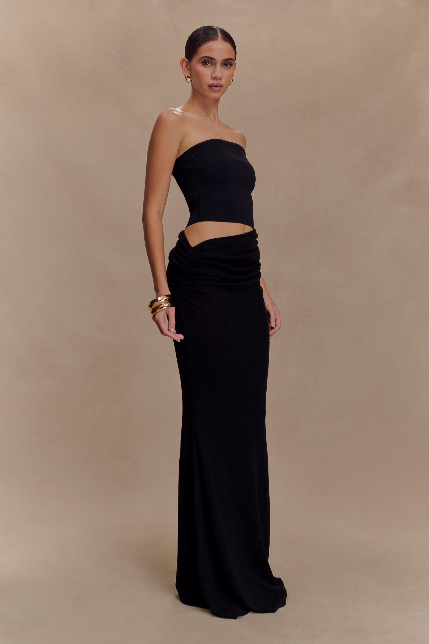 Jasiel Strapless Knit Maxi Dress - Black