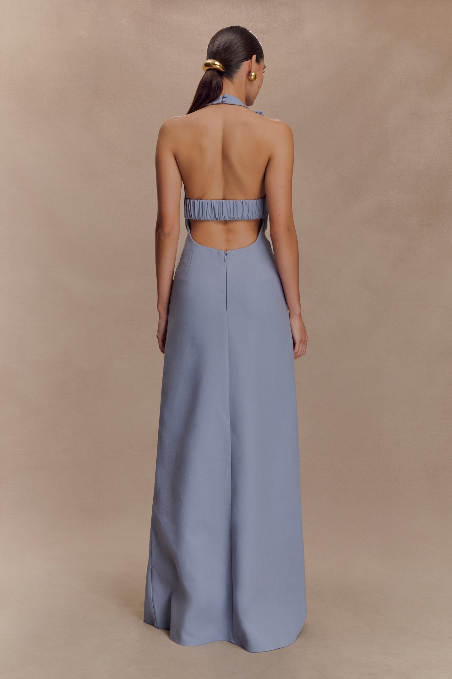 Carolyn Linen Bubble Maxi Dress - Misty Blue