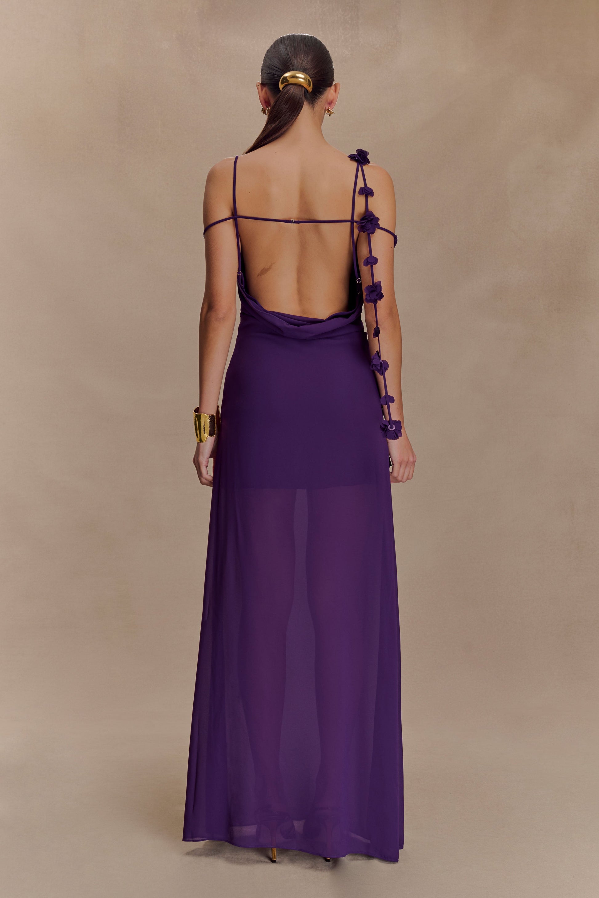 Rosalie Floral Chiffon Maxi Dress - Purple - View 3 | Shop Formal Dress