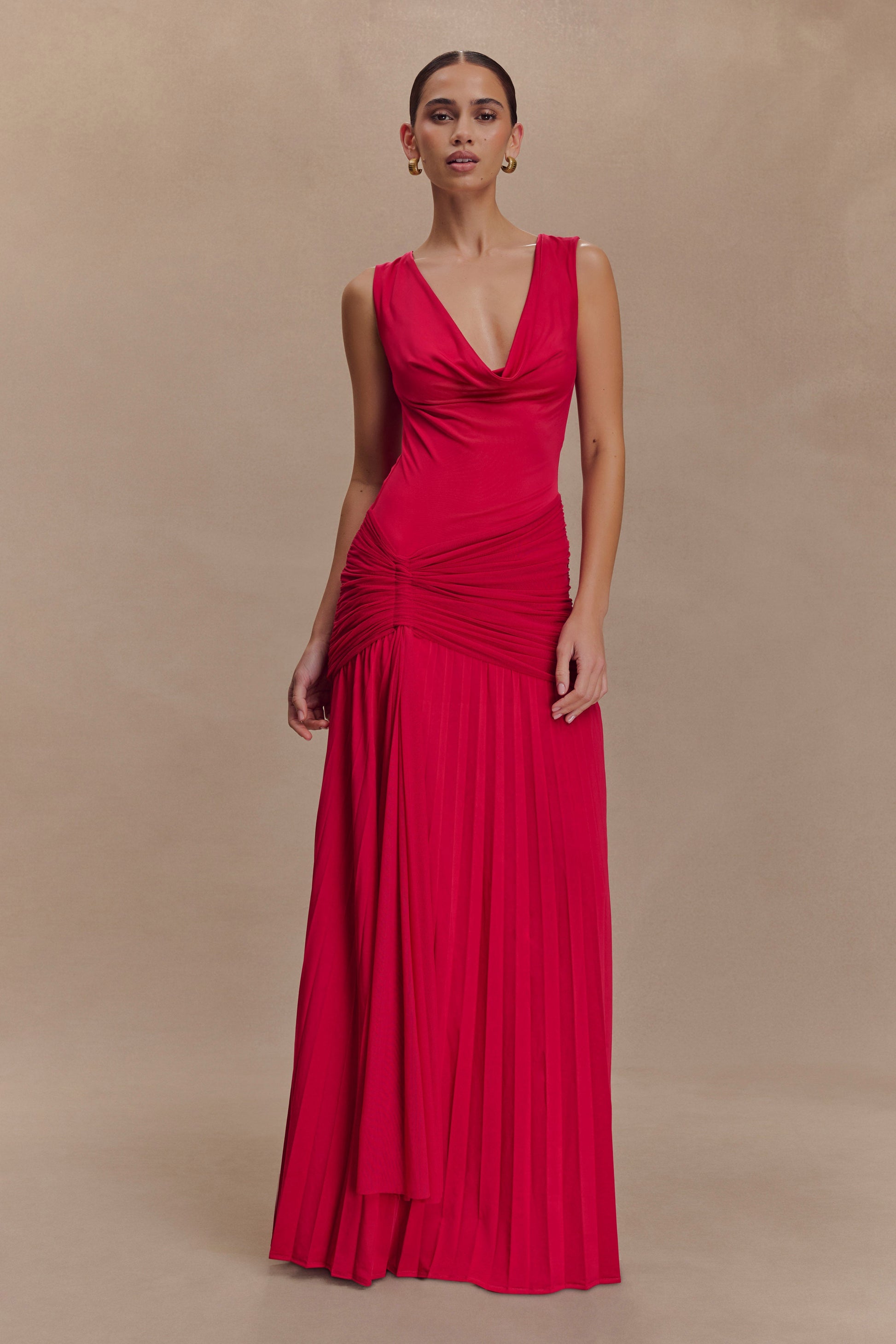 Dania Cowl Neck Slinky Maxi Dress - Fuchsia Pink - View 5 | Shop Formal Dress