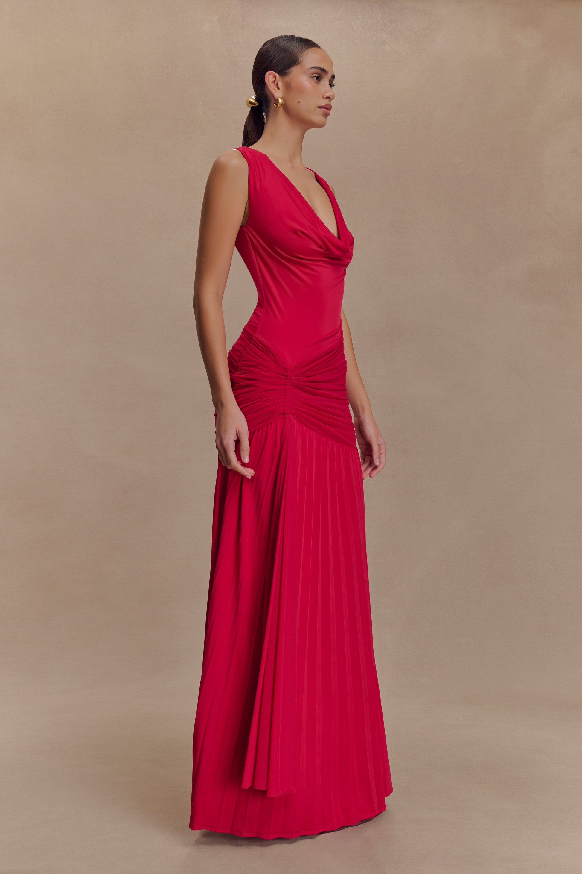 Dania Cowl Neck Slinky Maxi Dress - Fuchsia Pink - View 6 | Shop Formal Dress