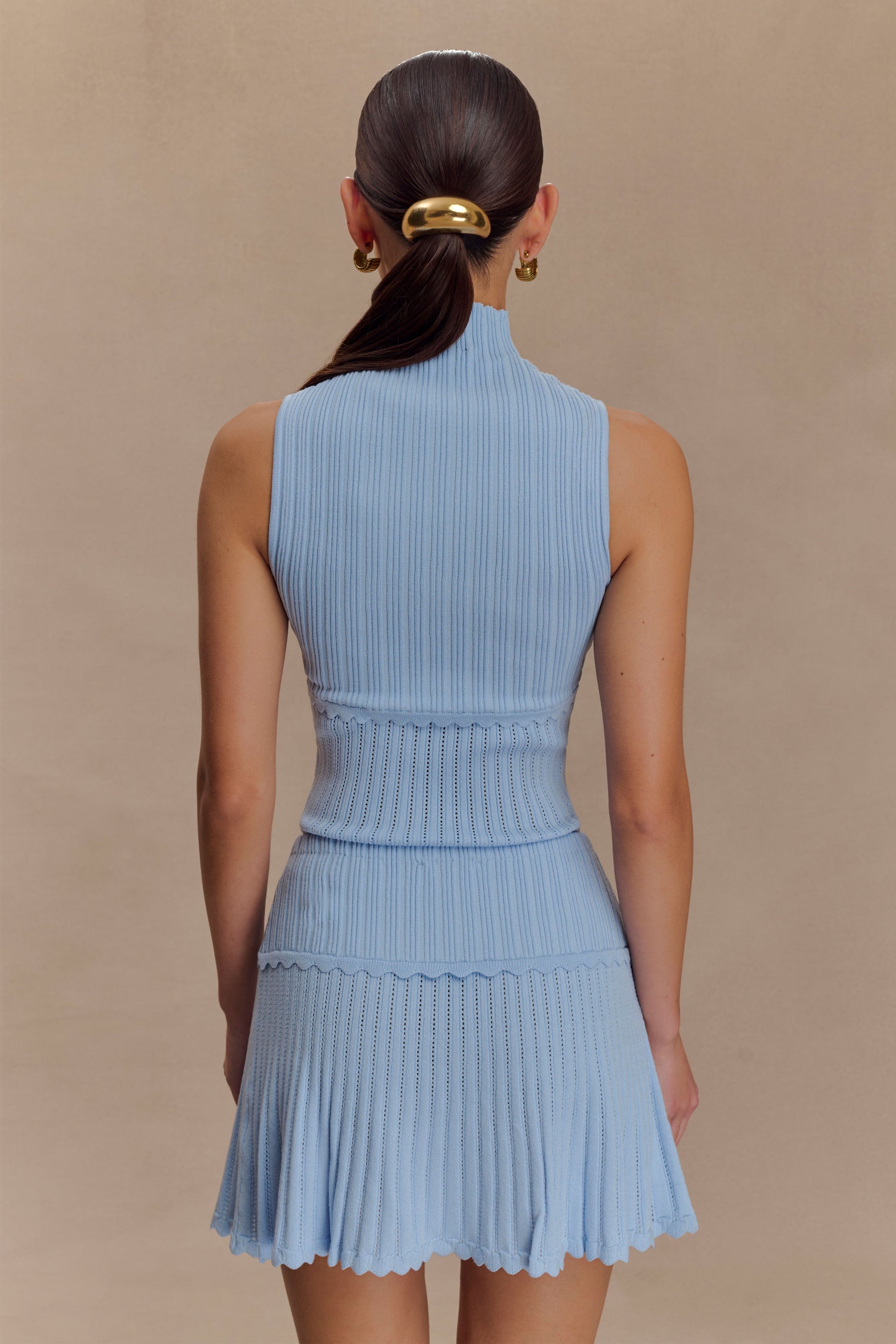 Collective Tops - Indy Pointelle Knit Top - Cornflower Blue third image