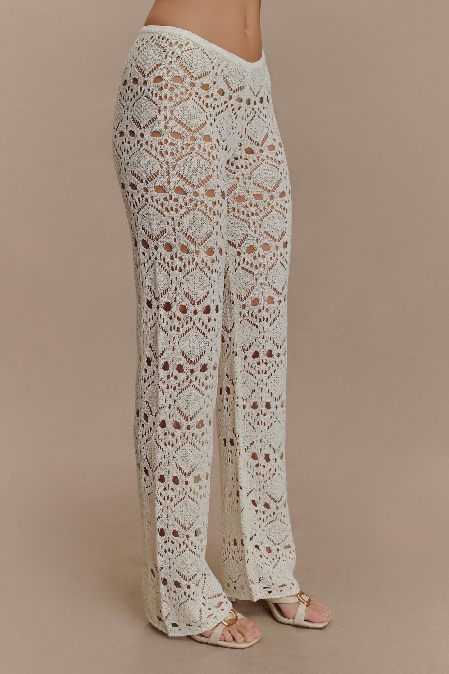 Trena Crochet Knit Pants - Ivory