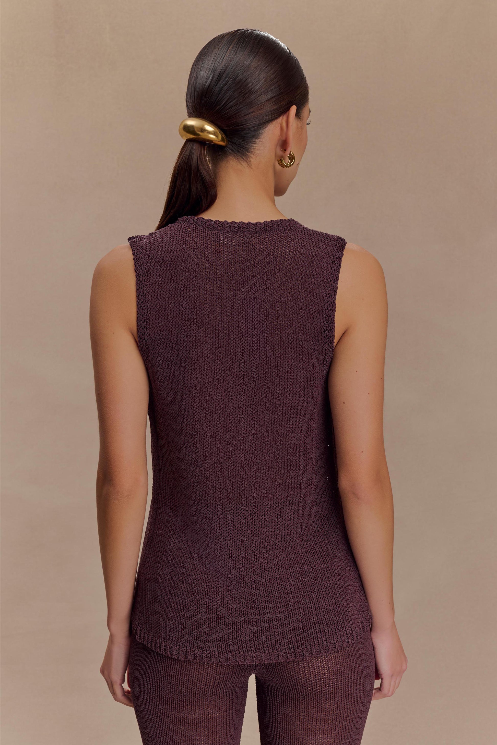 Collective Tops - Malani Knit Top With Hardware - Chocolate third image